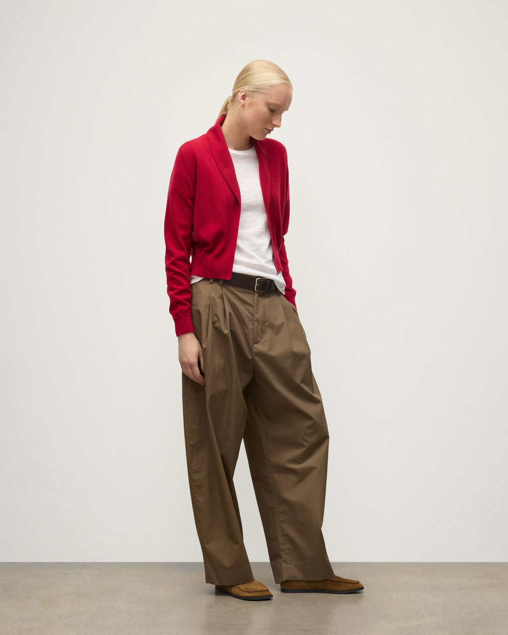Crathie Red Shawl Cashmere Cardigan