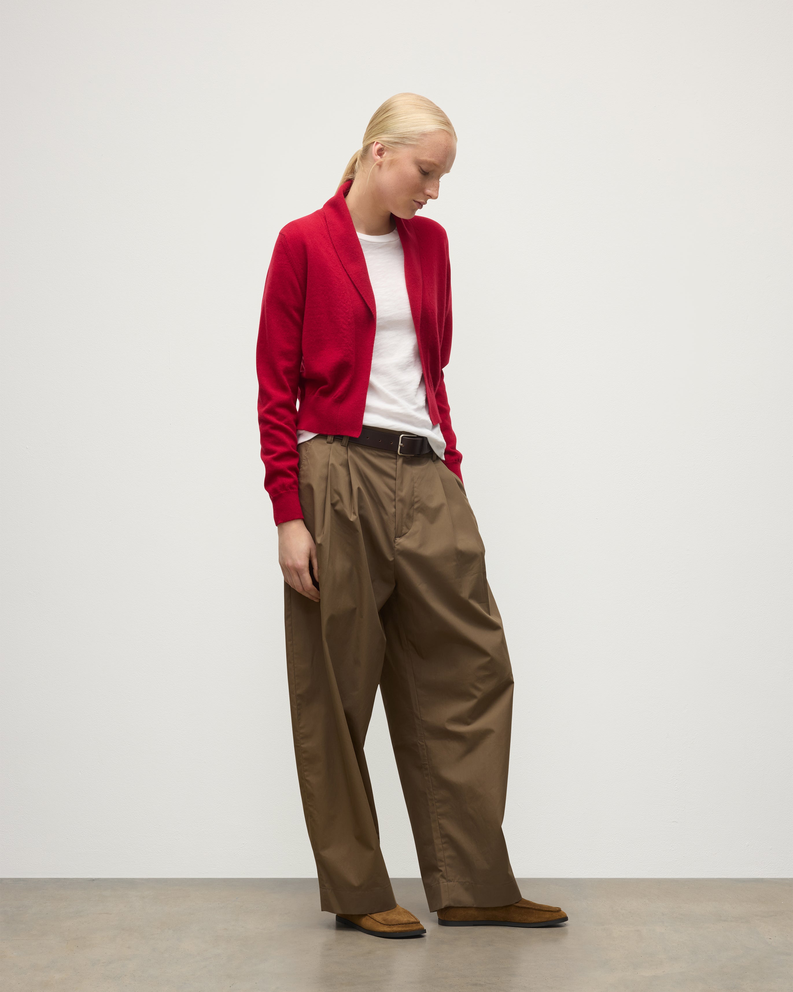 Crathie Red Shawl Cashmere Cardigan