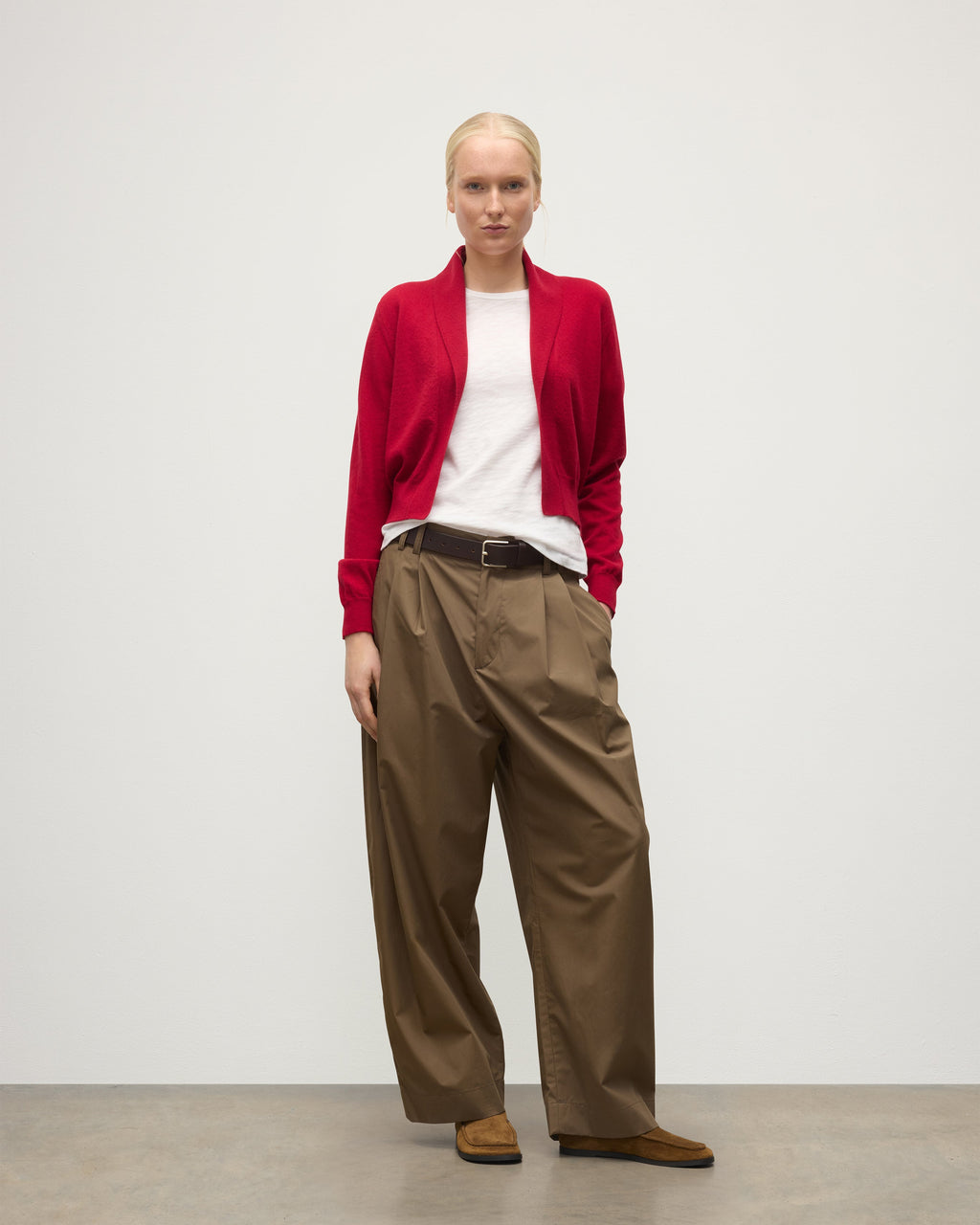 Crathie Red Shawl Cashmere Cardigan