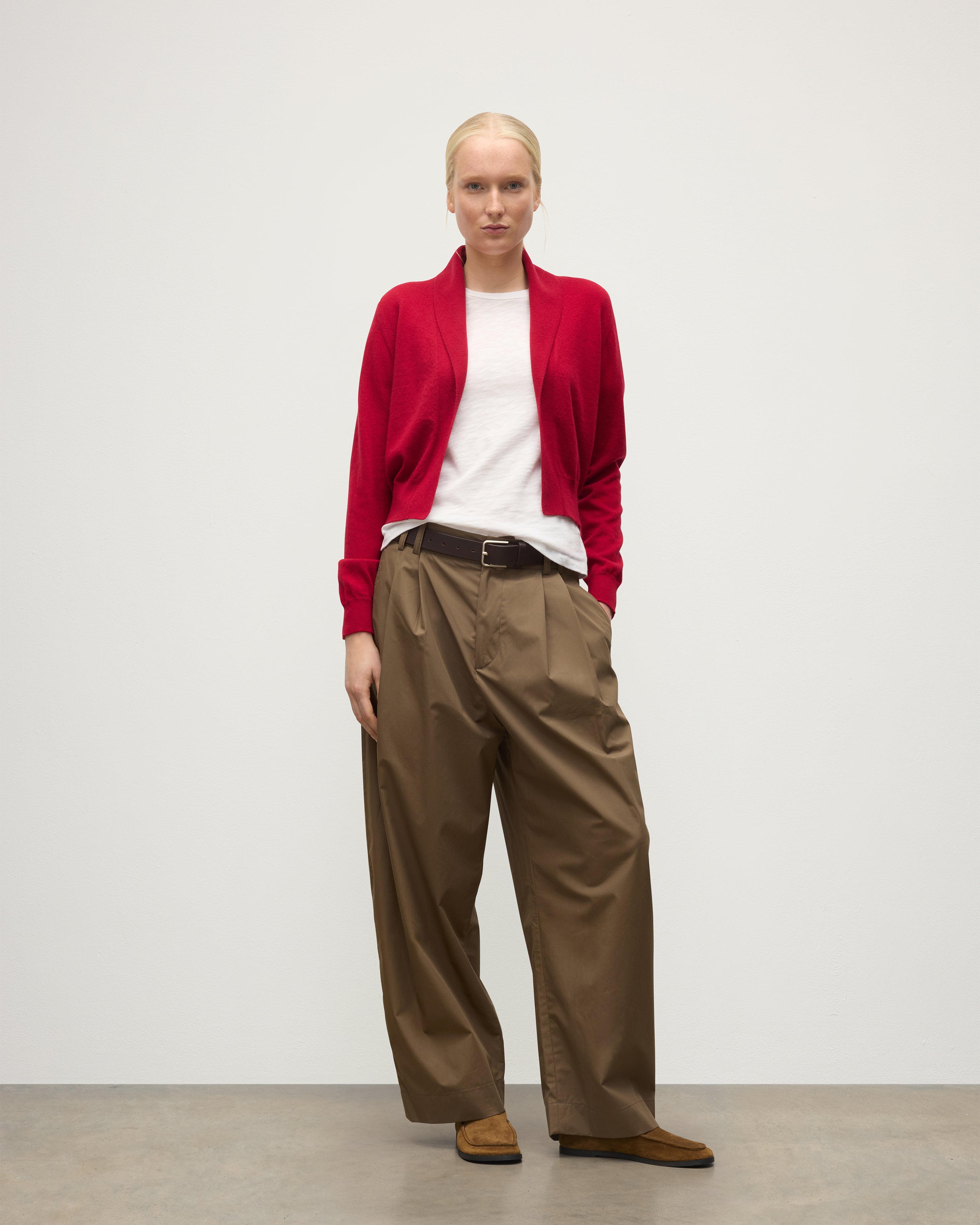 Crathie Red Shawl Cashmere Cardigan