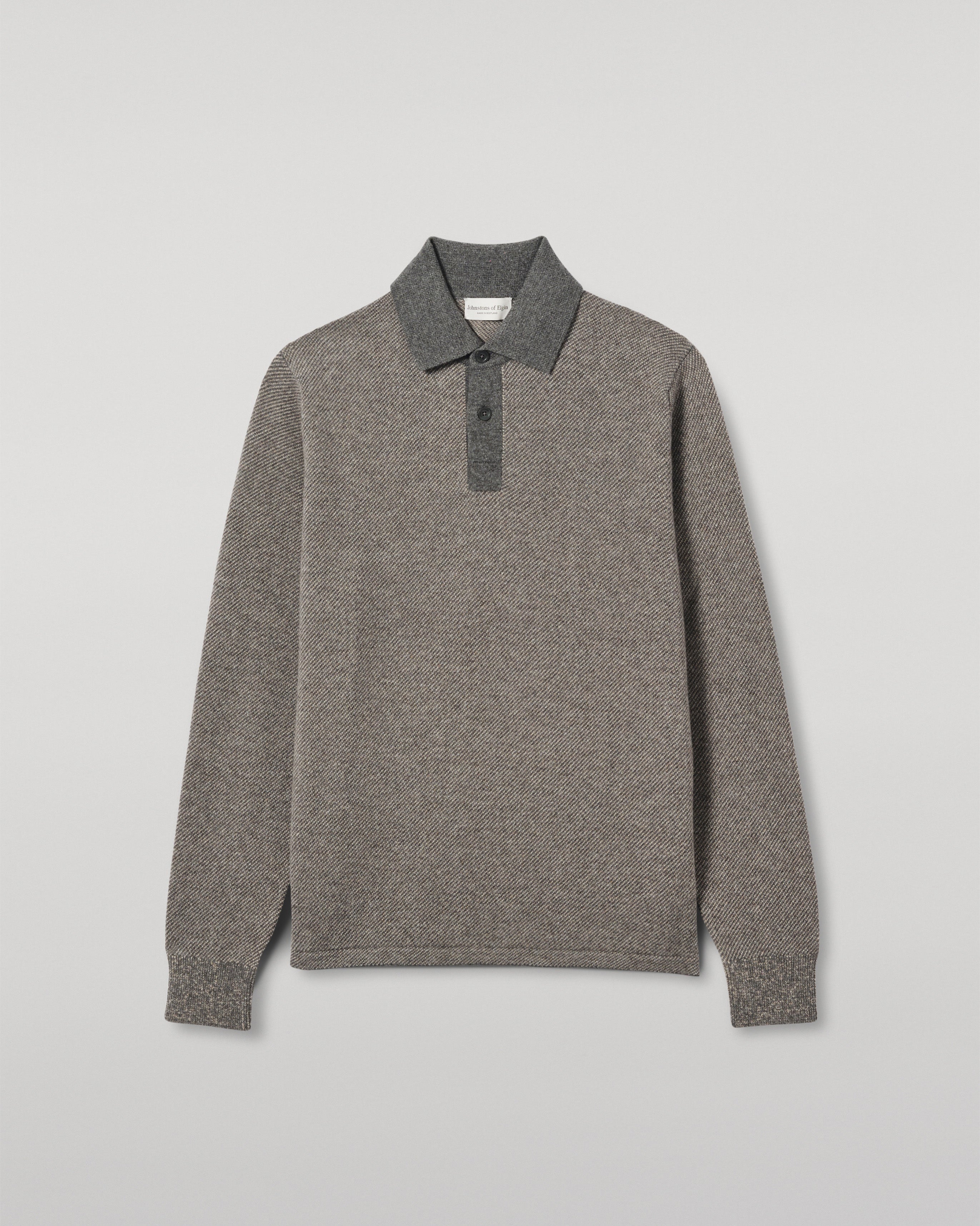 Tweel Grey & Brown Cashmere Rugby Shirt
