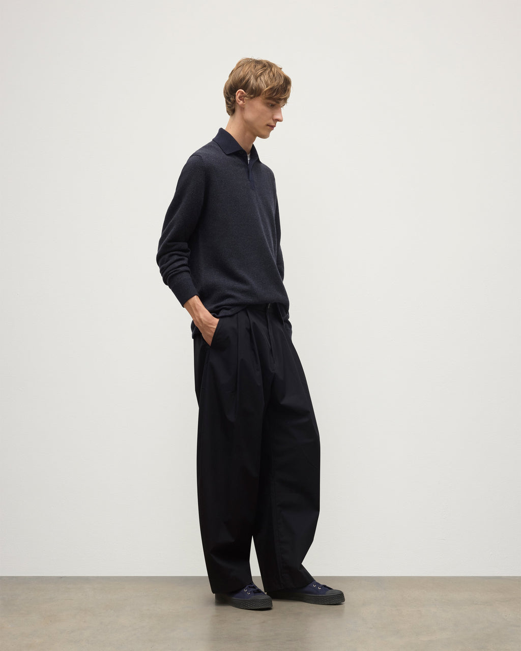 Tweel Navy & Grey Cashmere Rugby Shirt