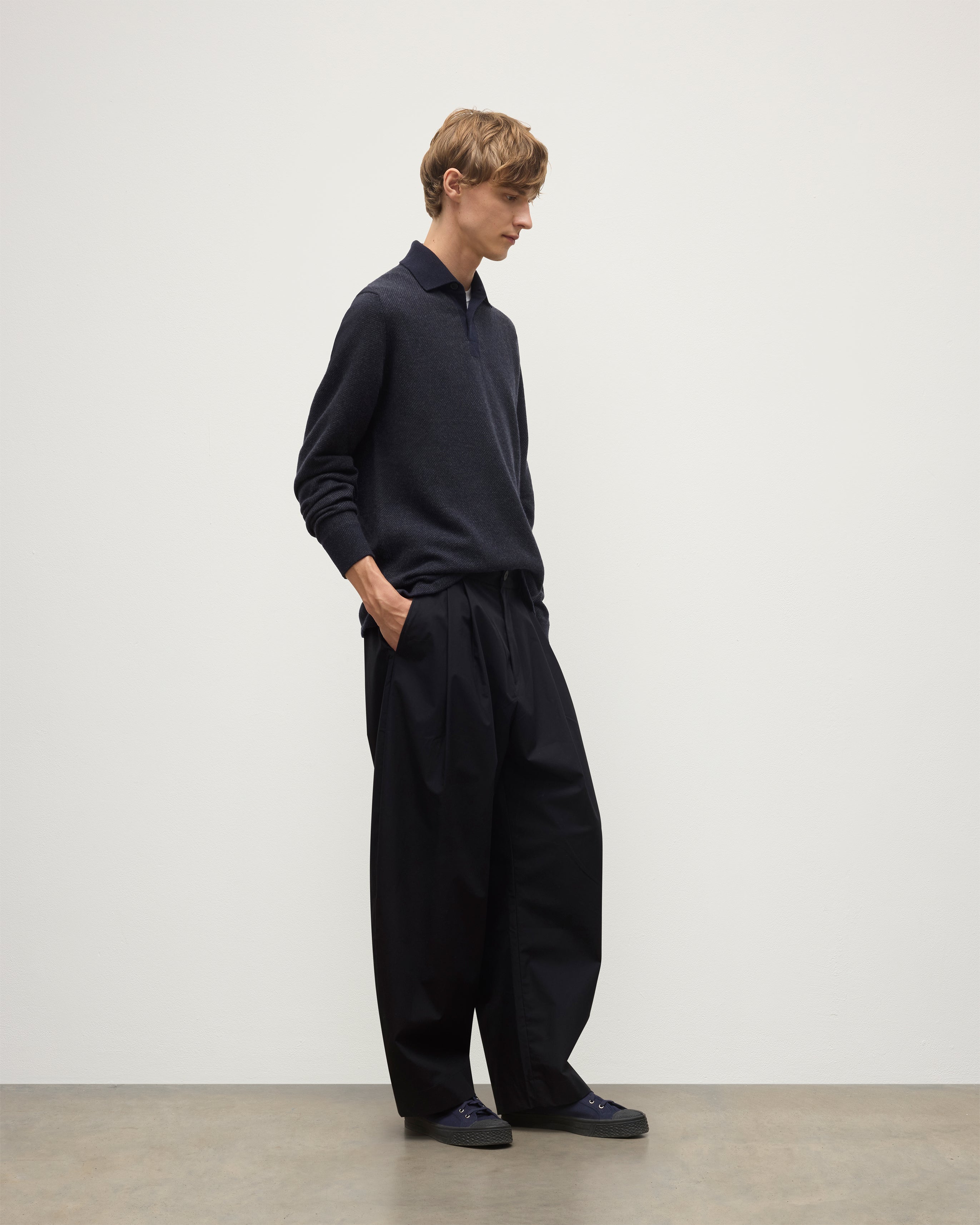 Tweel Navy & Grey Cashmere Rugby Shirt