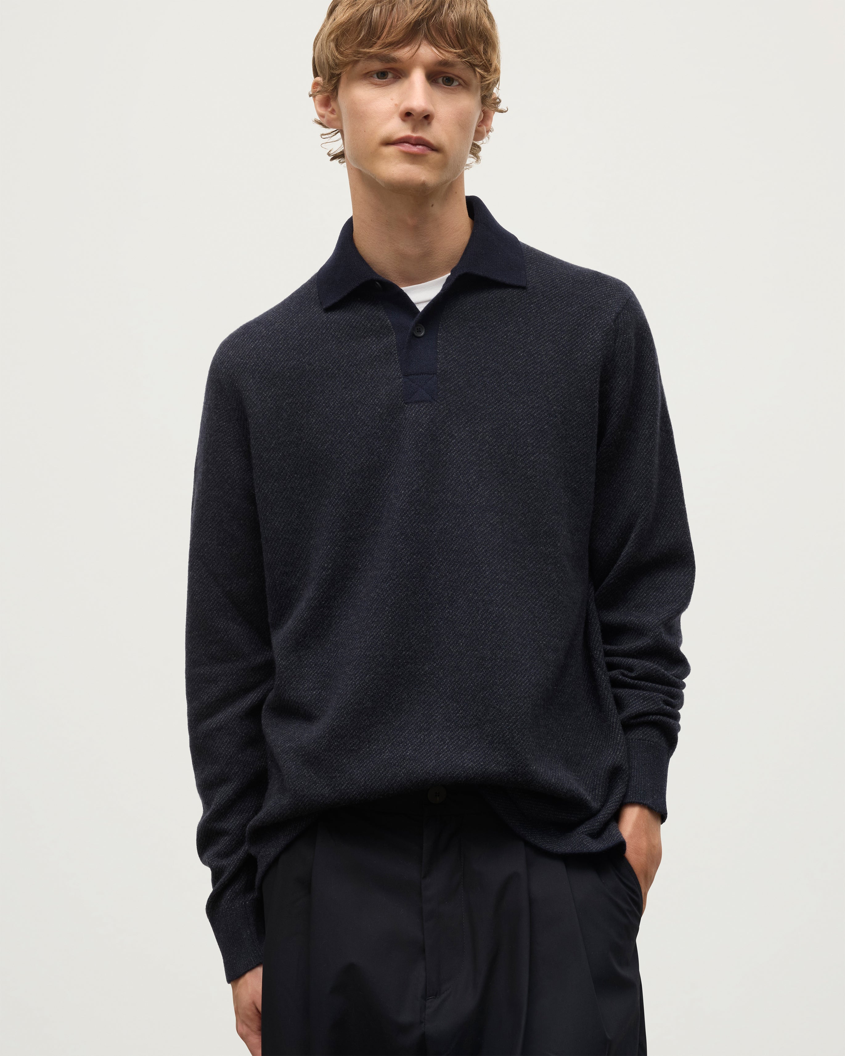 Tweel Navy & Grey Cashmere Rugby Shirt