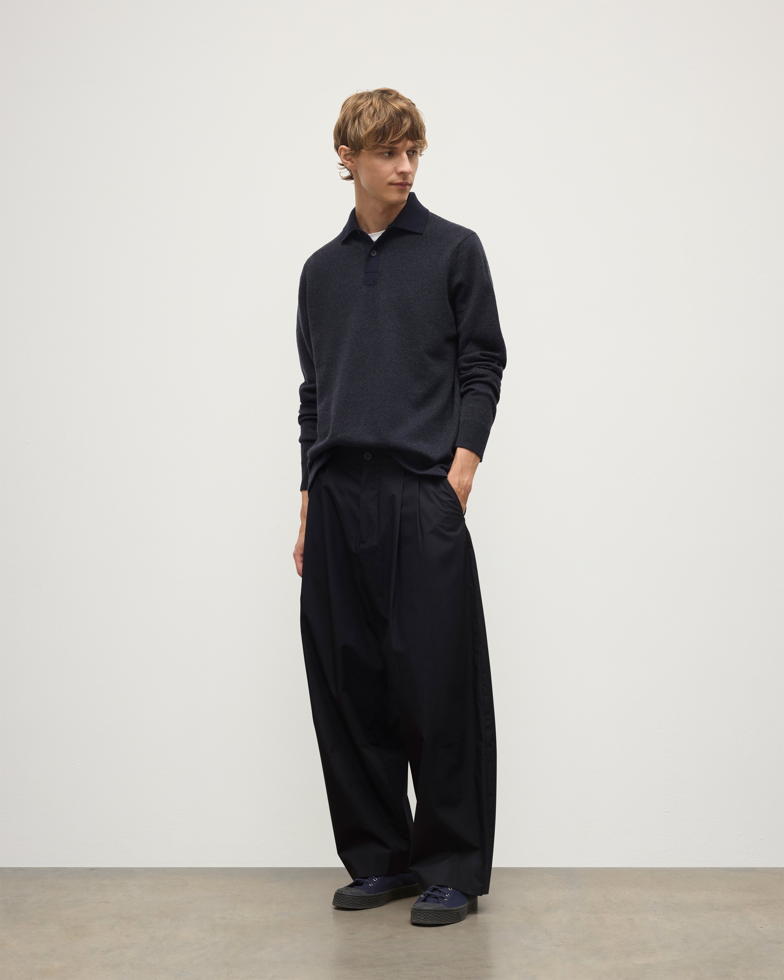 Tweel Navy & Grey Cashmere Rugby Shirt