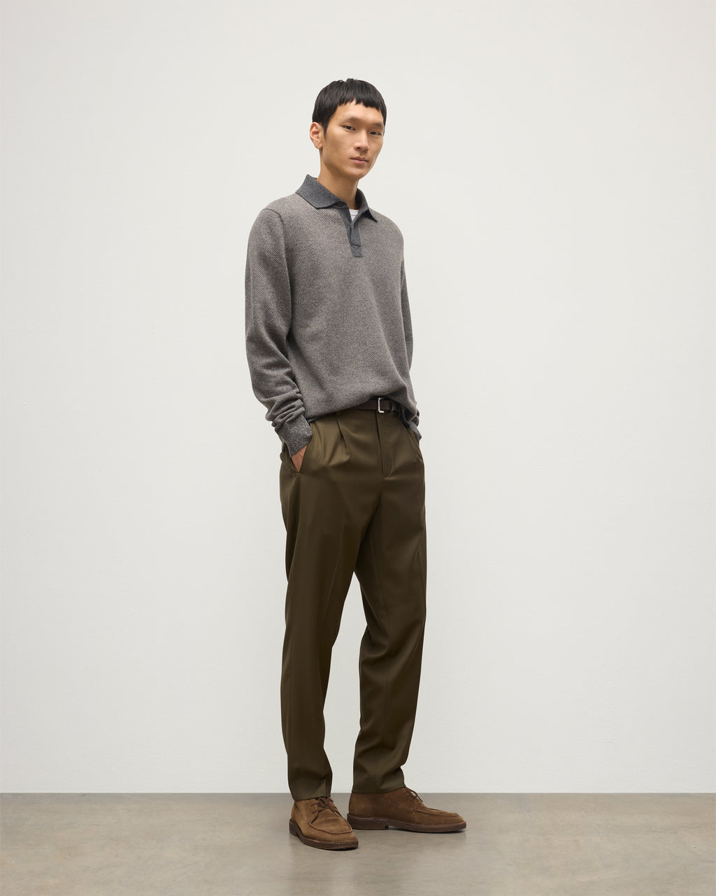 Tweel Grey & Brown Cashmere Rugby Shirt