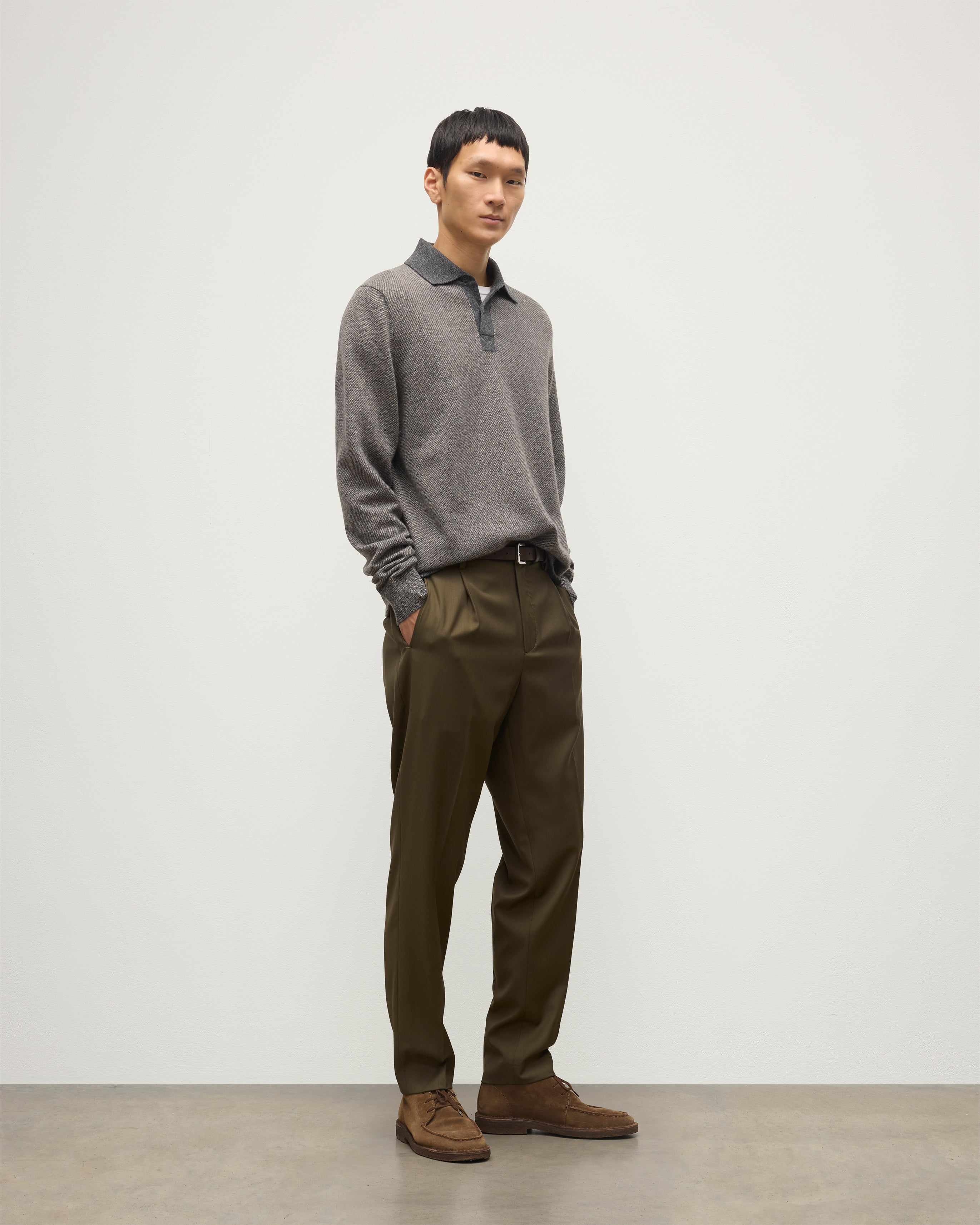 Tweel Grey & Brown Cashmere Rugby Shirt