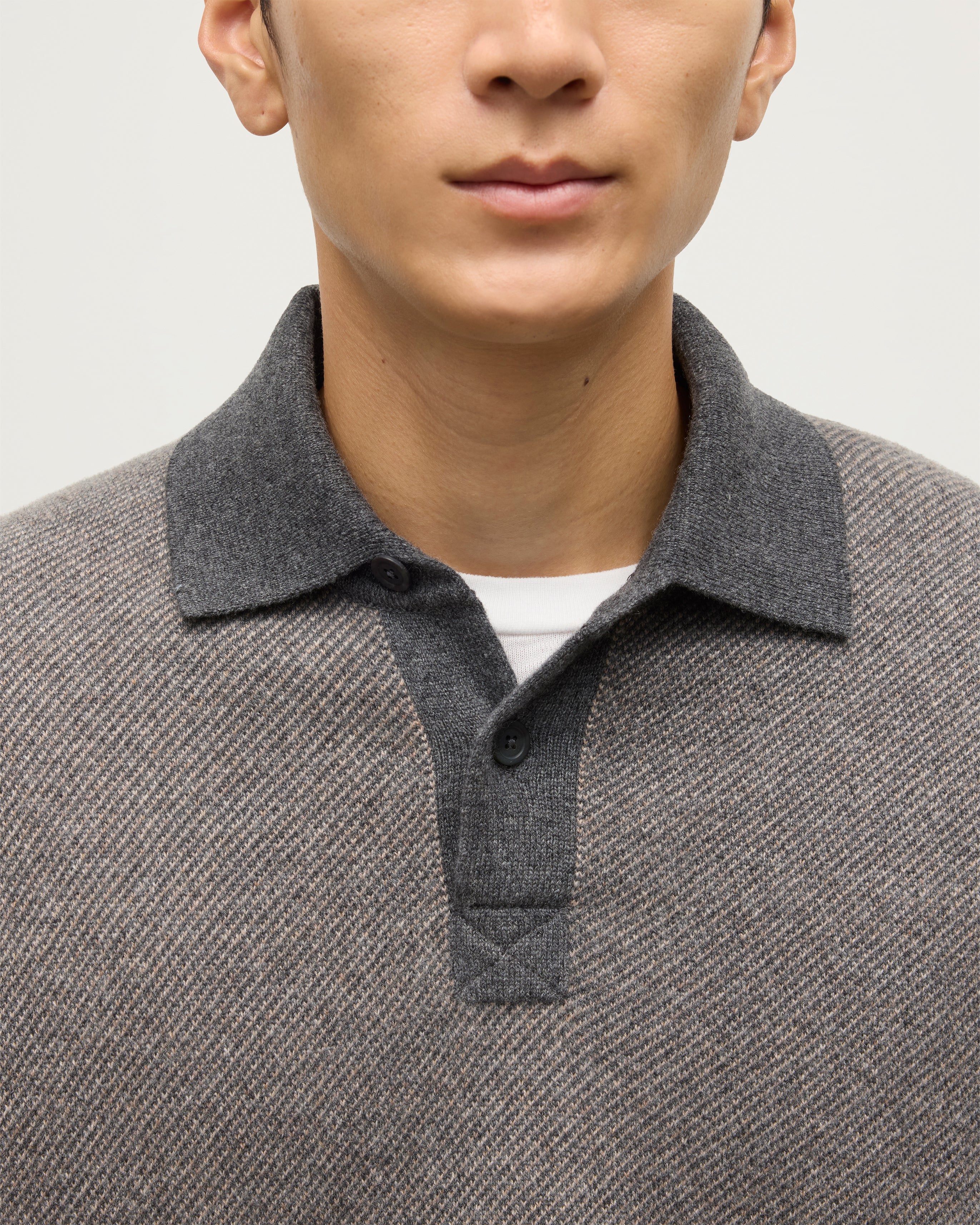 Tweel Grey & Brown Cashmere Rugby Shirt