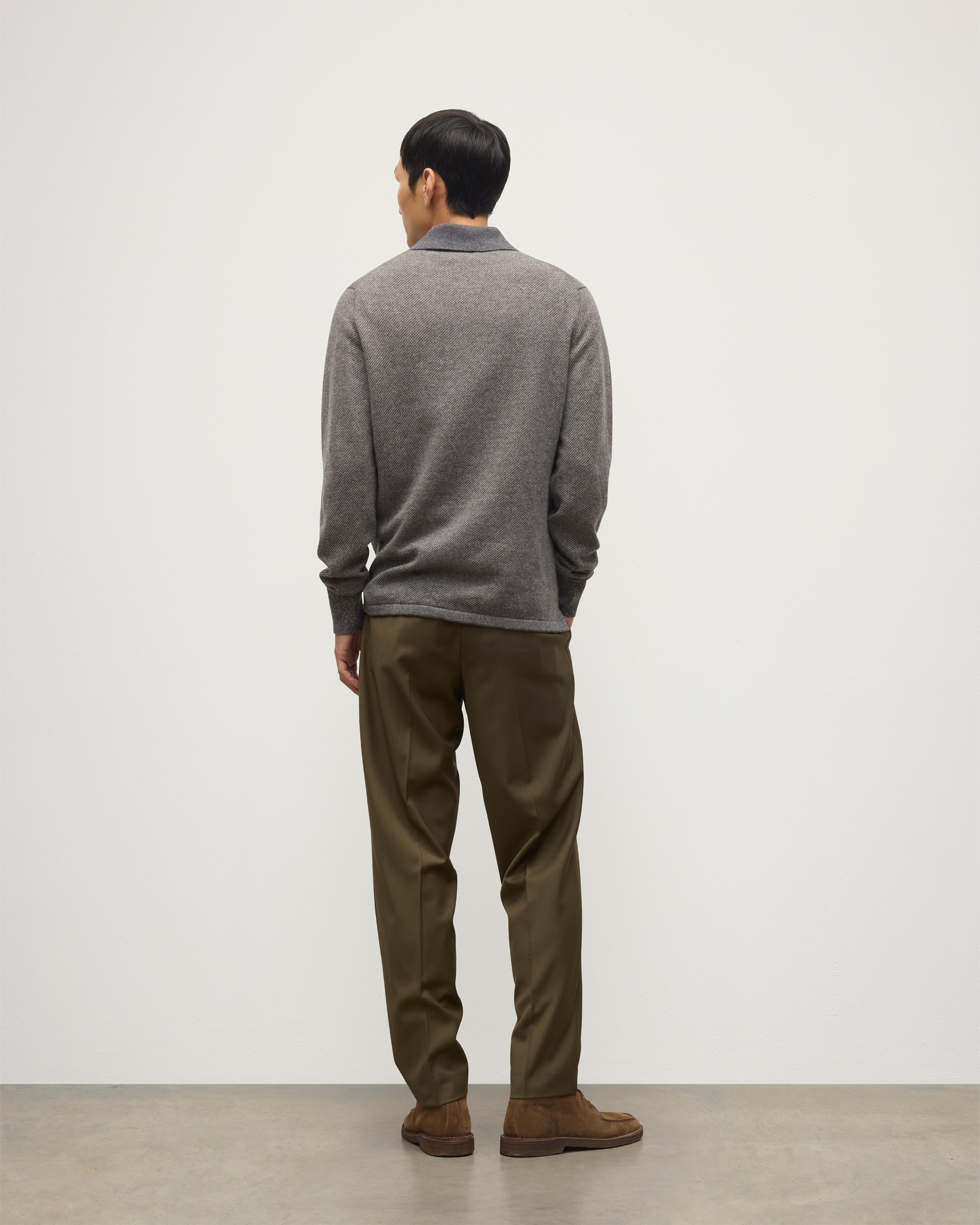 Tweel Grey & Brown Cashmere Rugby Shirt