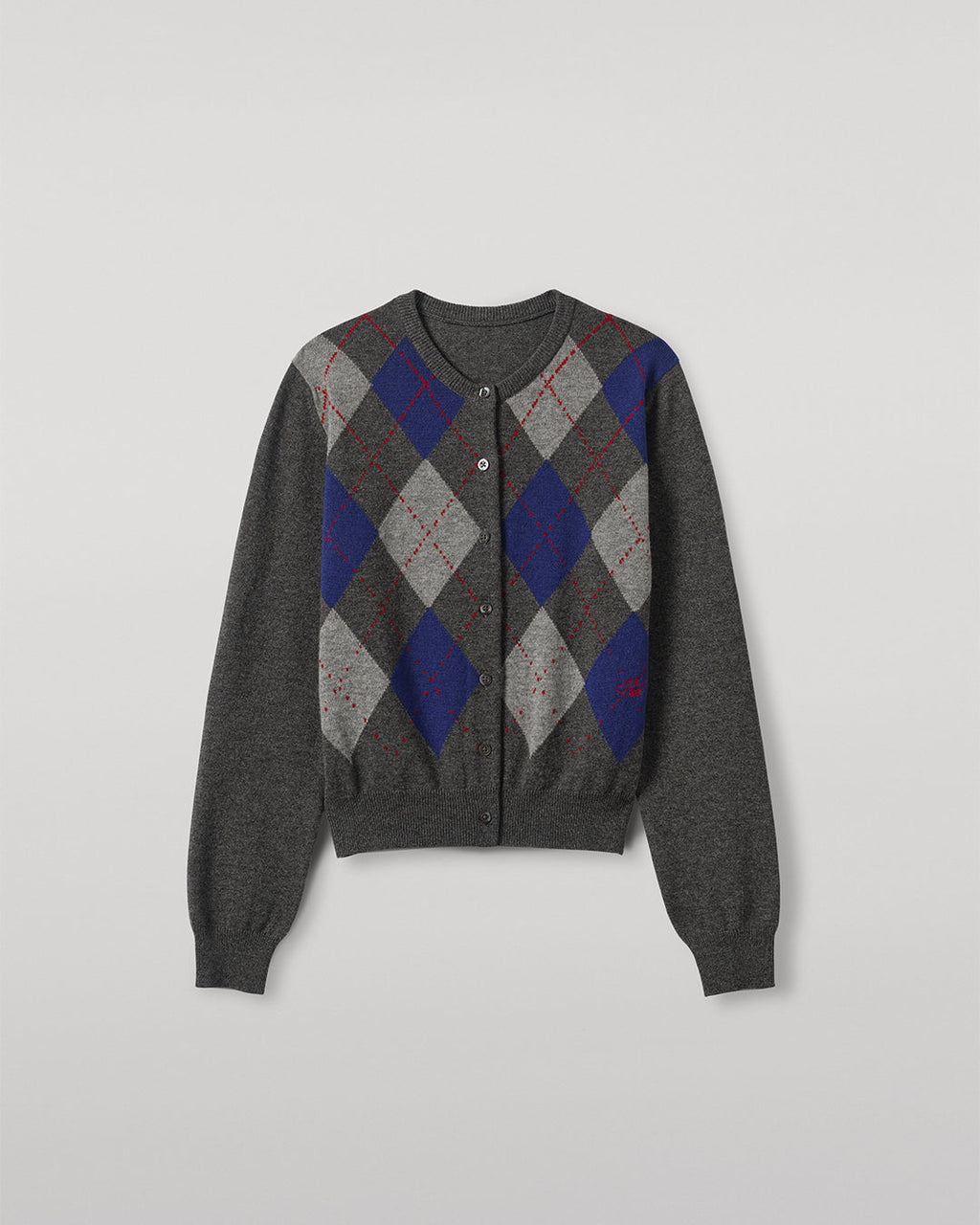 Clan Mid Grey Argyle Cashmere Cardigan