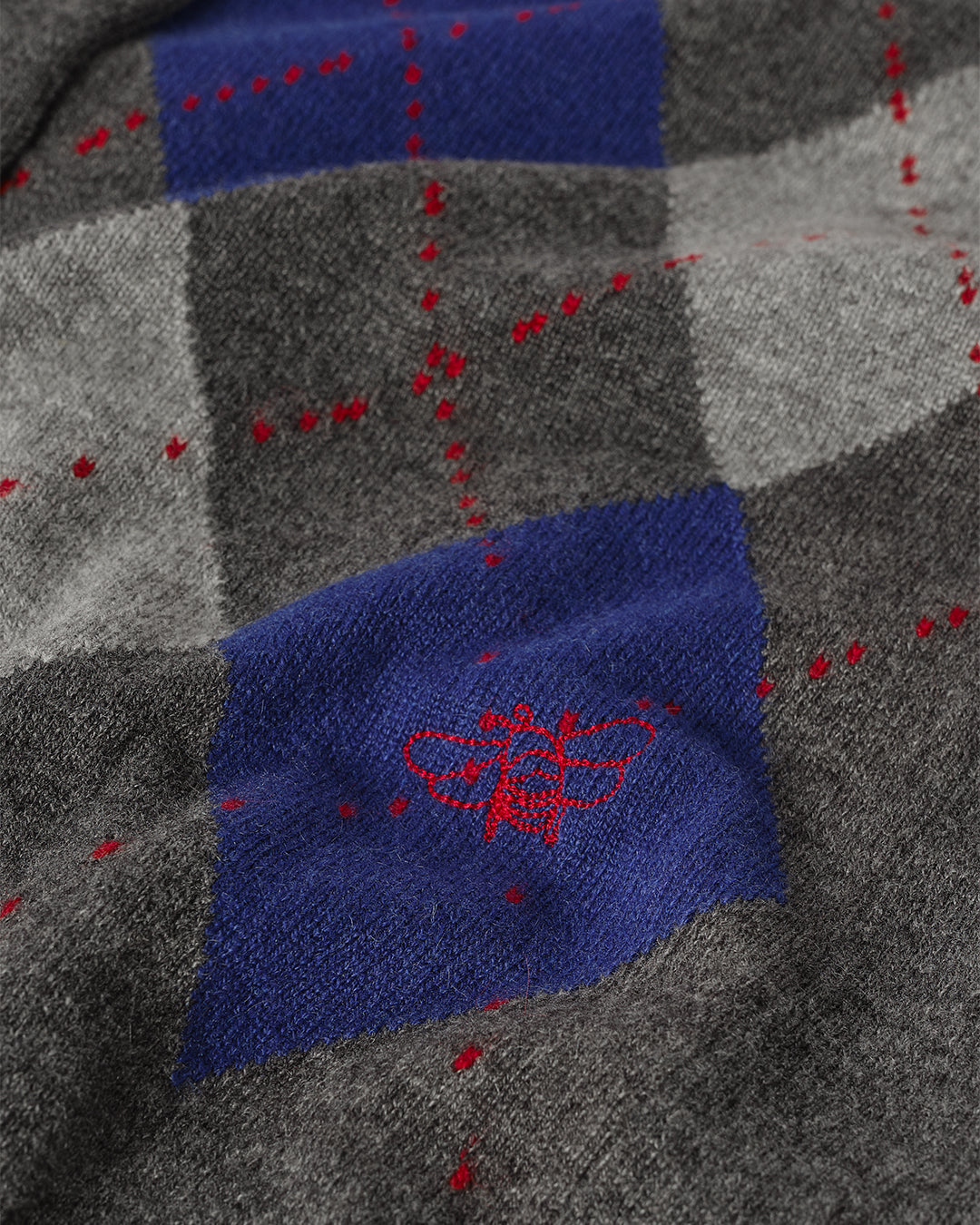 Clan Mid Grey Argyle Cashmere Cardigan