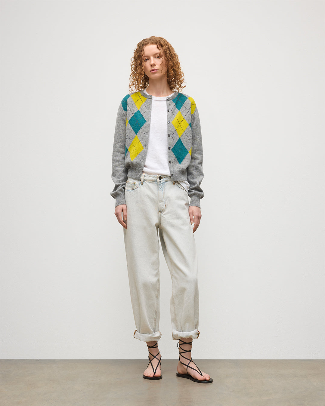 Clan Grey Argyle Cashmere Cardigan