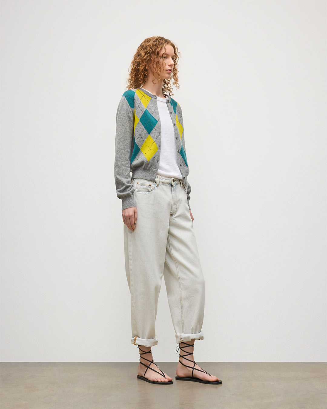 Clan Grey Argyle Cashmere Cardigan