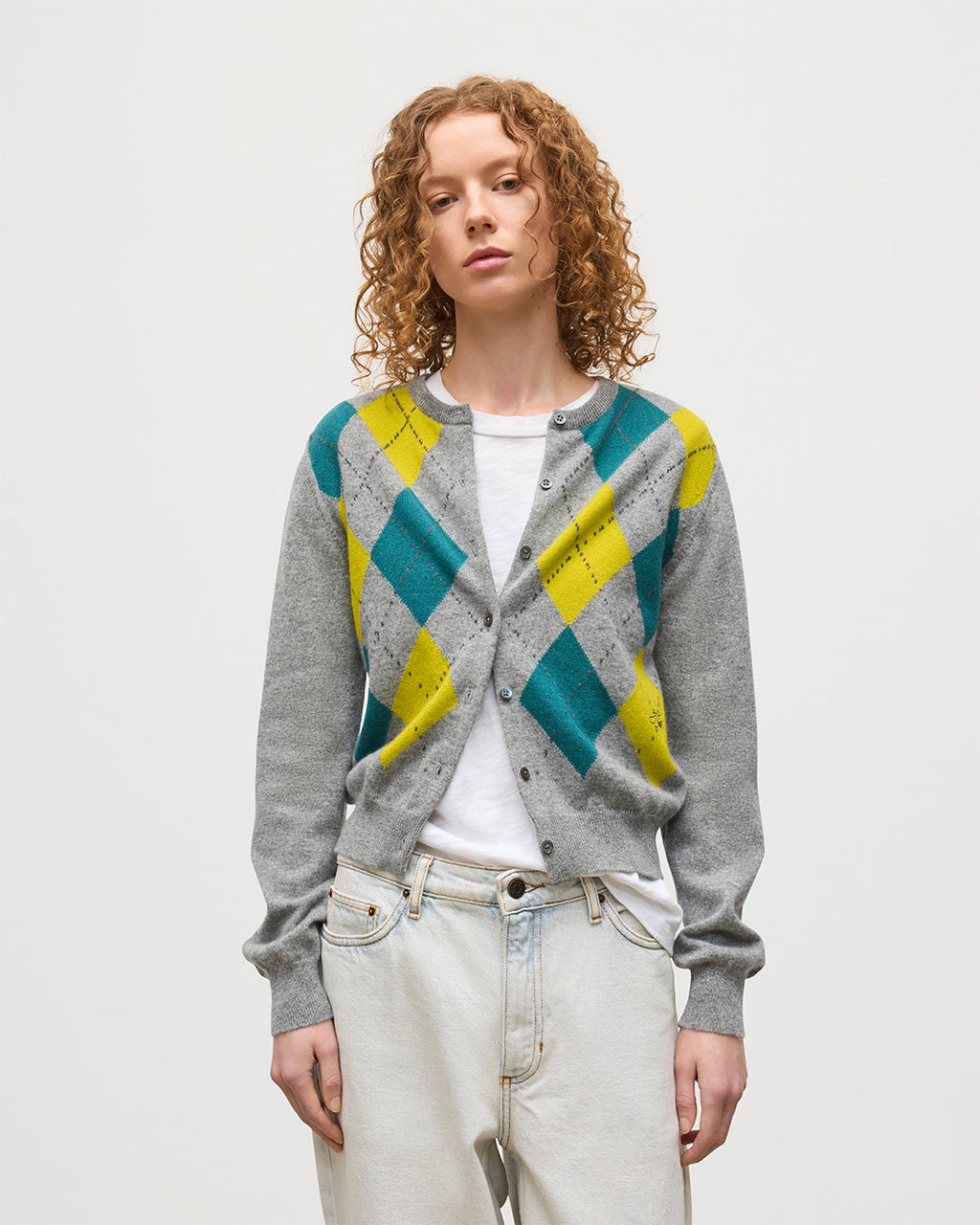 Clan Grey Argyle Cashmere Cardigan