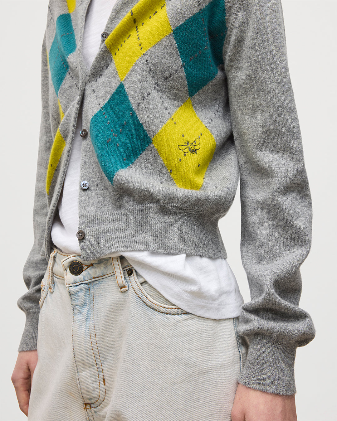 Clan Grey Argyle Cashmere Cardigan