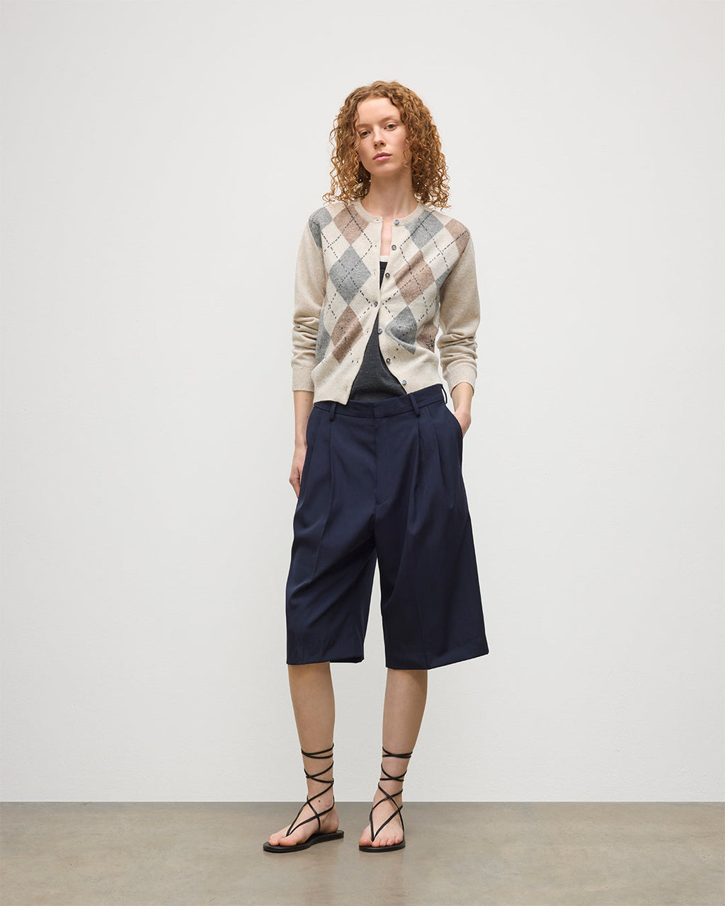 Clan Natural Argyle Cashmere Cardigan