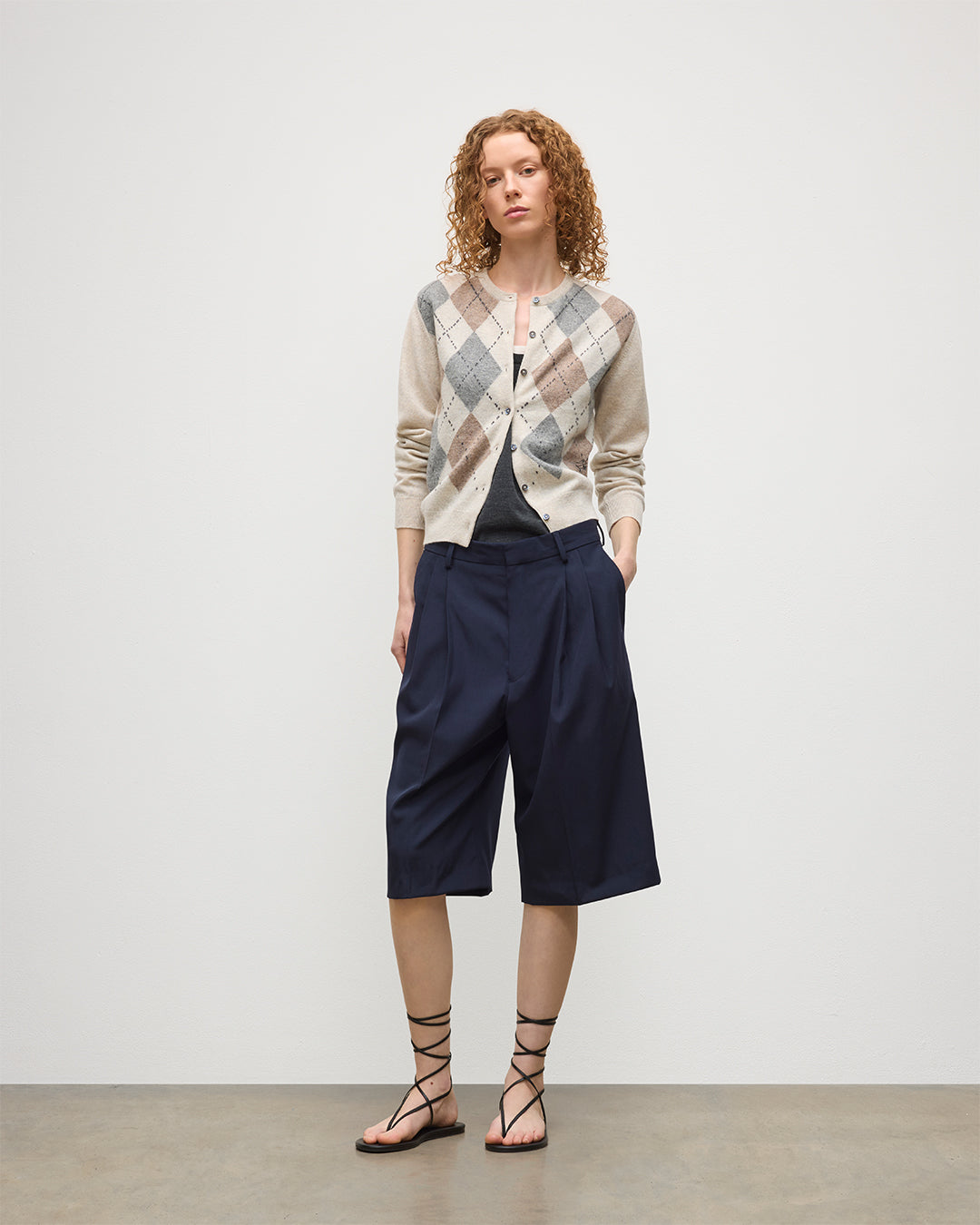 Clan Natural Argyle Cashmere Cardigan