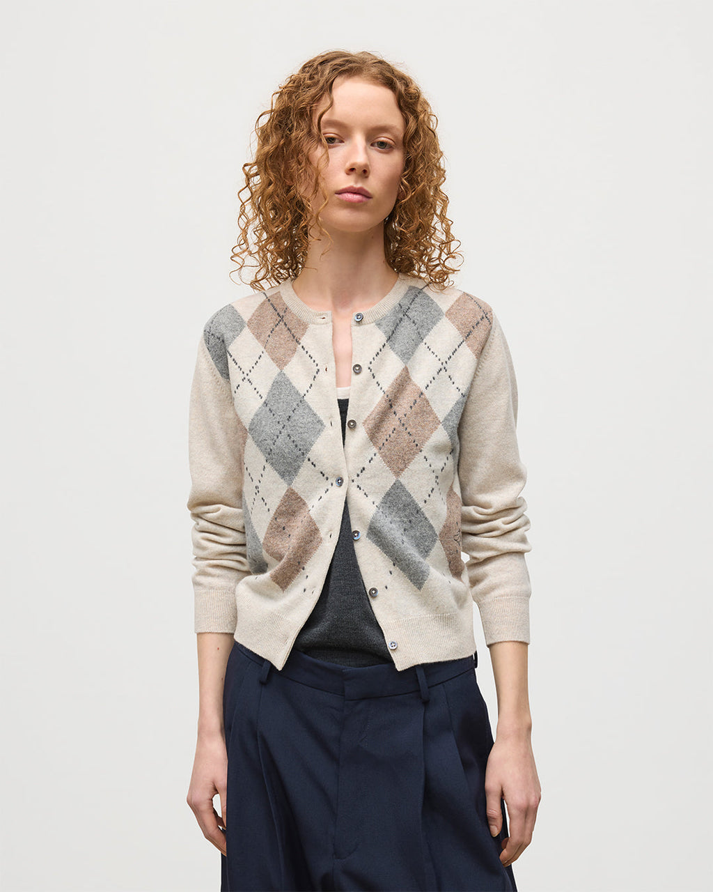 Clan Natural Argyle Cashmere Cardigan