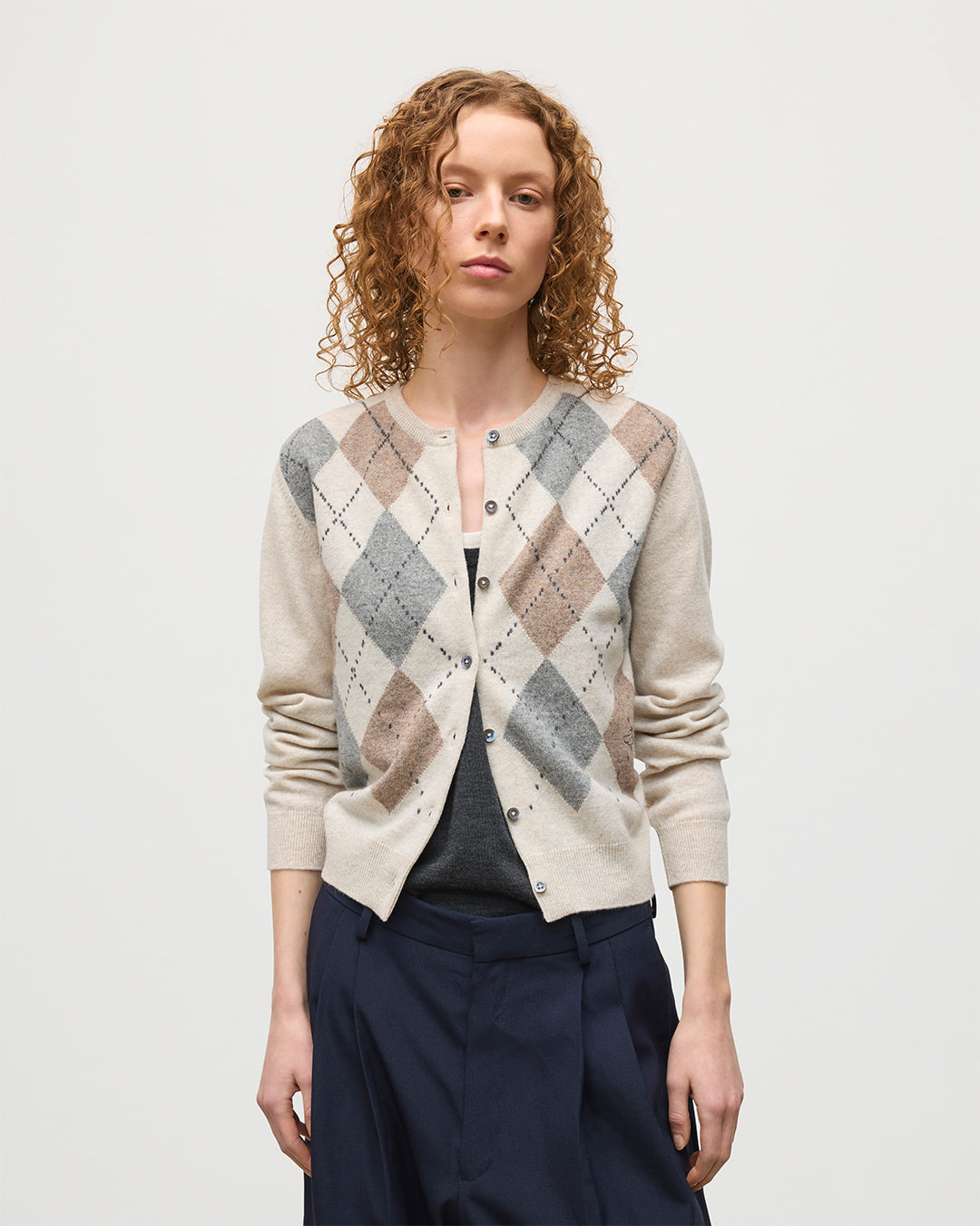 Clan Natural Argyle Cashmere Cardigan