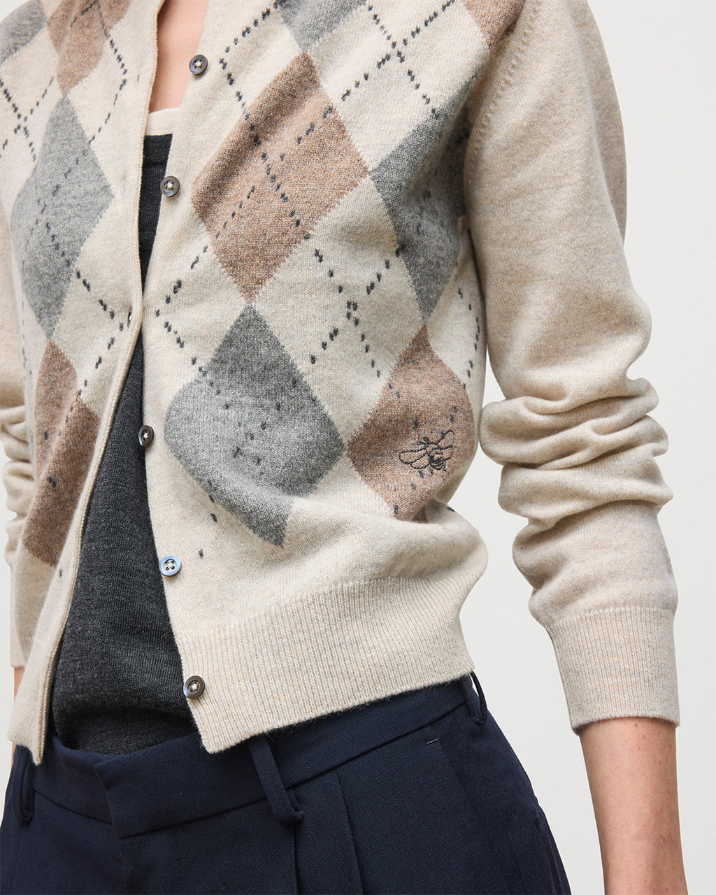 Clan Natural Argyle Cashmere Cardigan