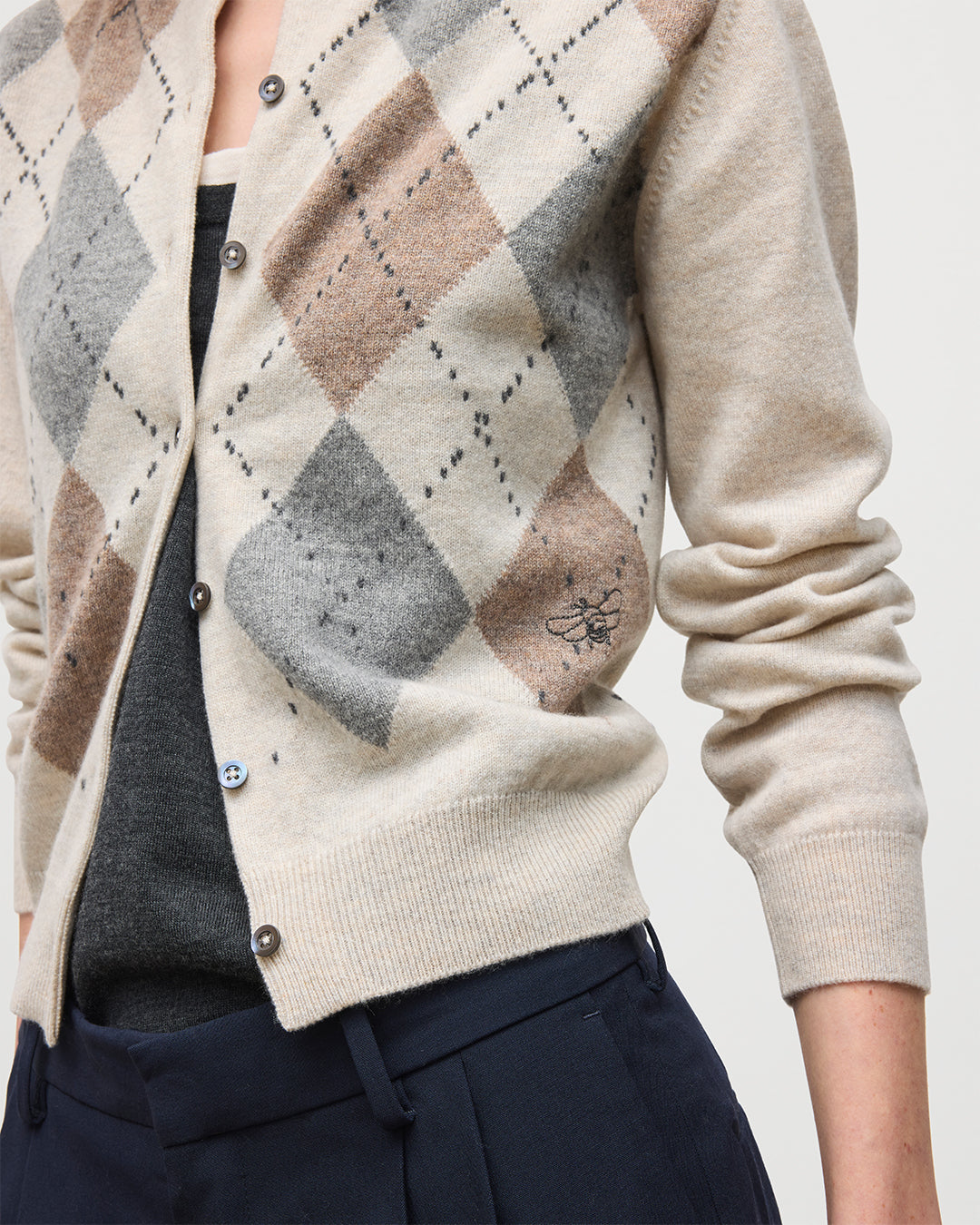 Clan Natural Argyle Cashmere Cardigan