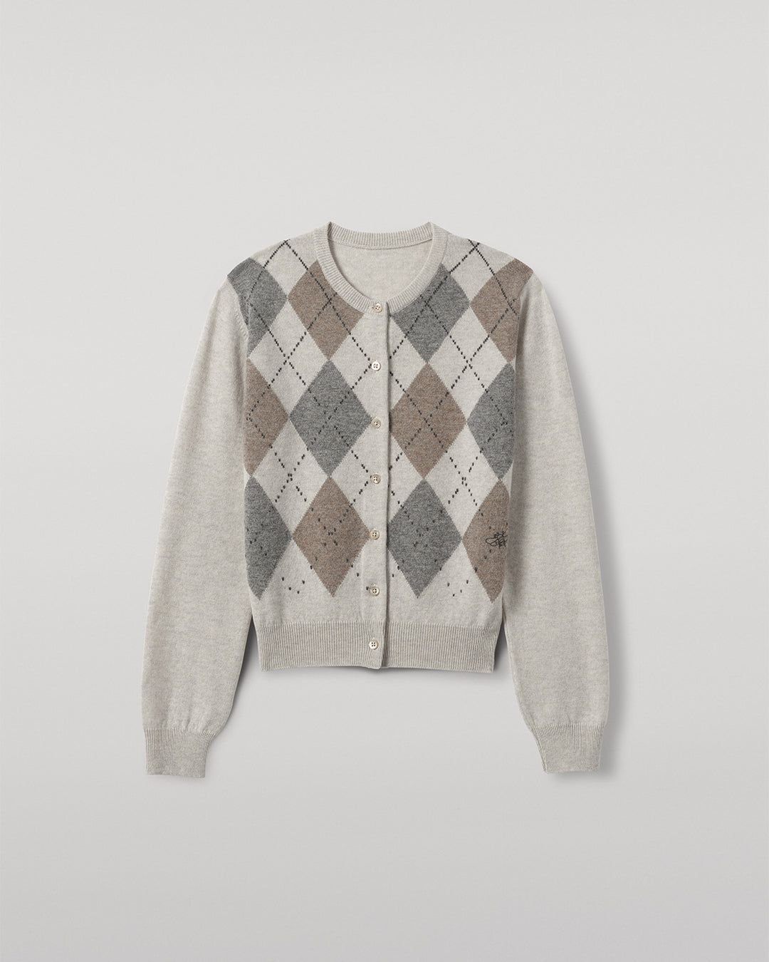 Clan Natural Argyle Cashmere Cardigan