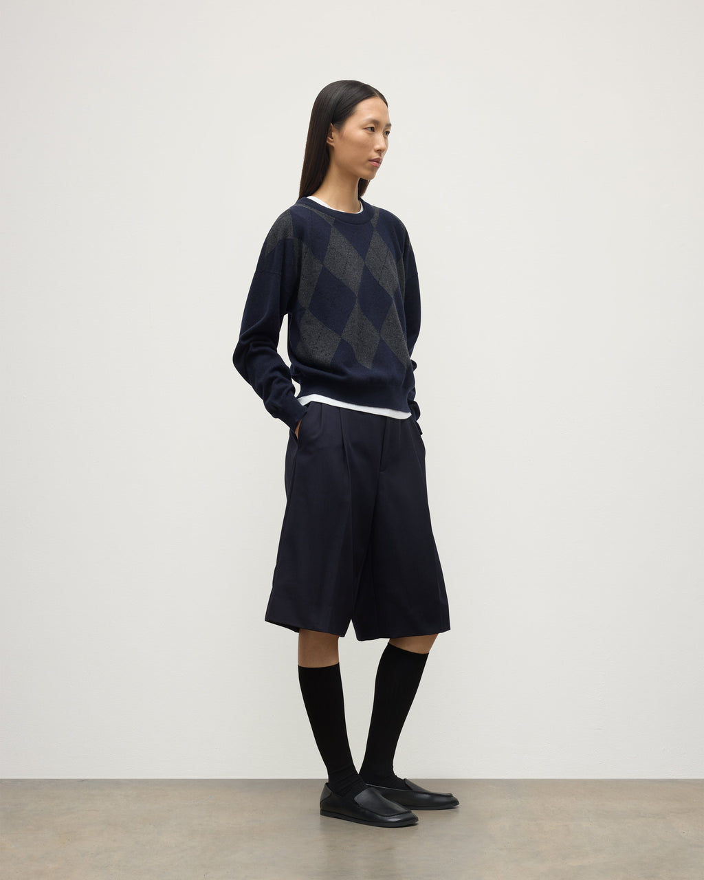 Clan Dark Navy Argyle Cashmere Jumper