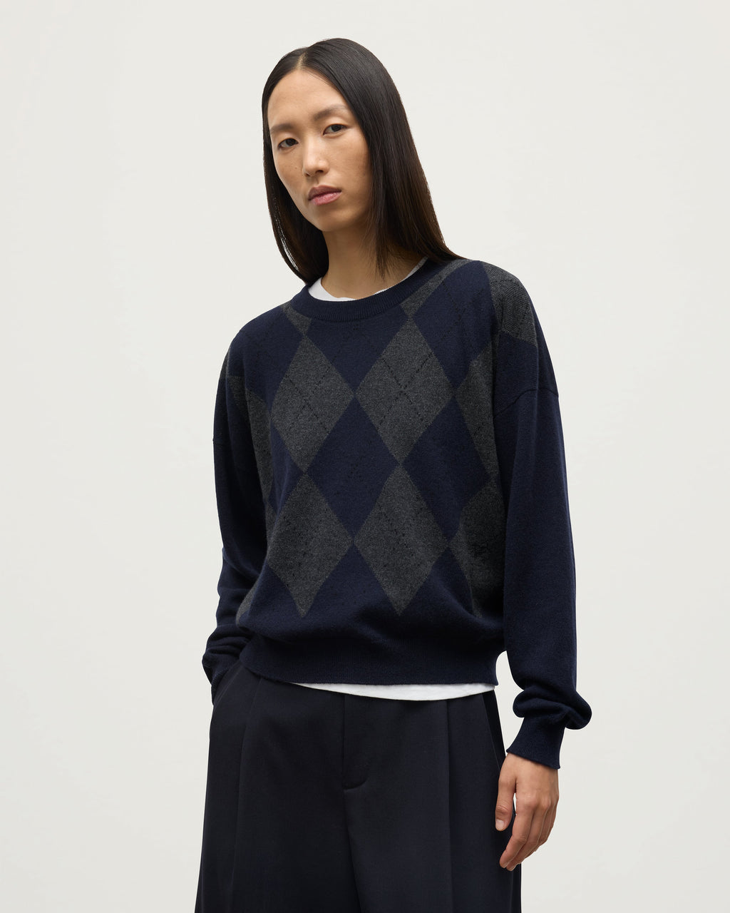 Clan Dark Navy Argyle Cashmere Jumper