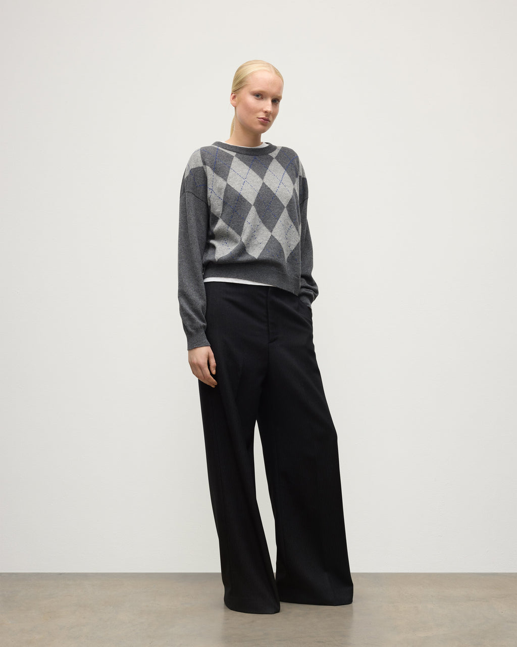 Clan Mid Grey Argyle Cashmere Jumper