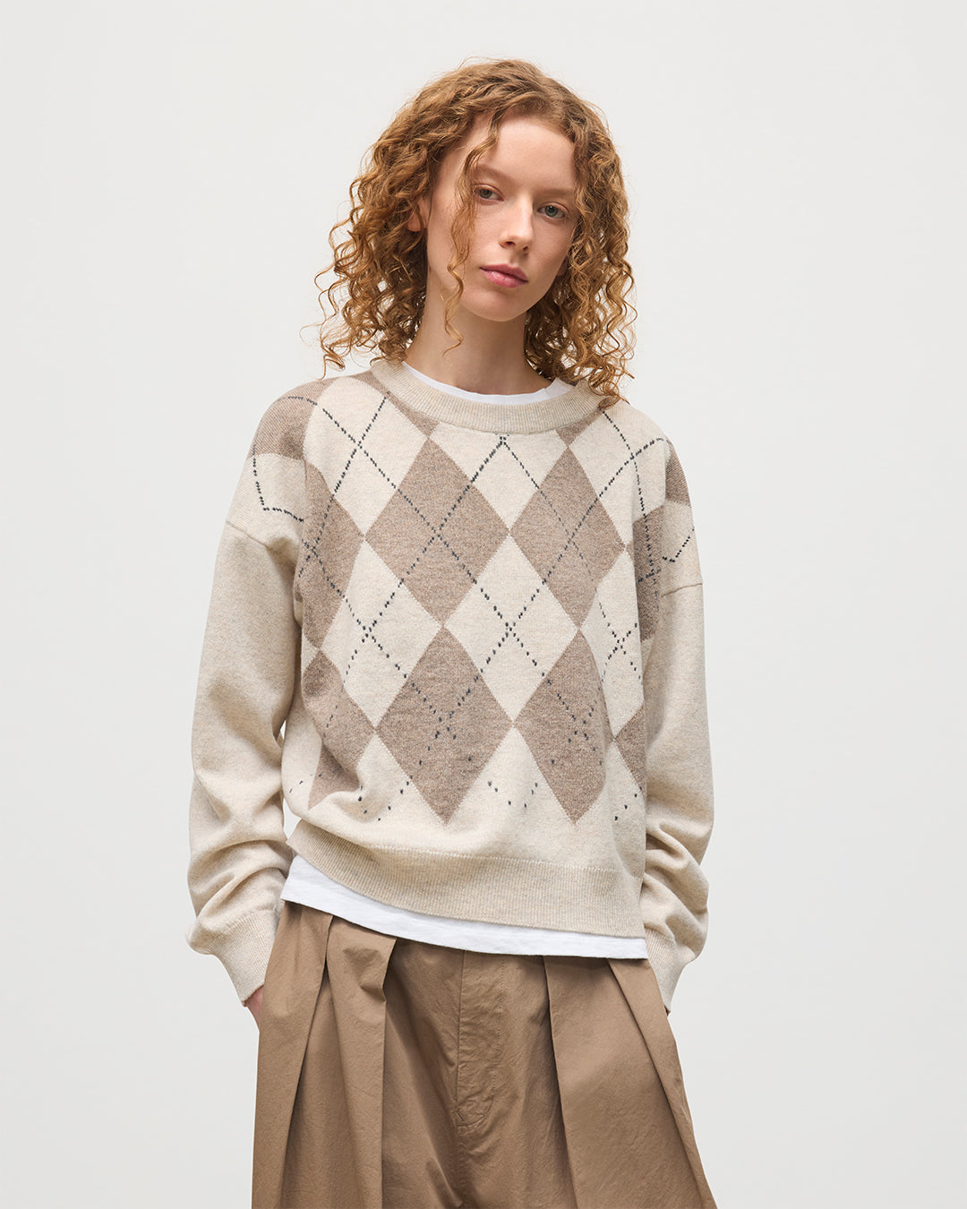 Clan Natural Argyle Cashmere Jumper
