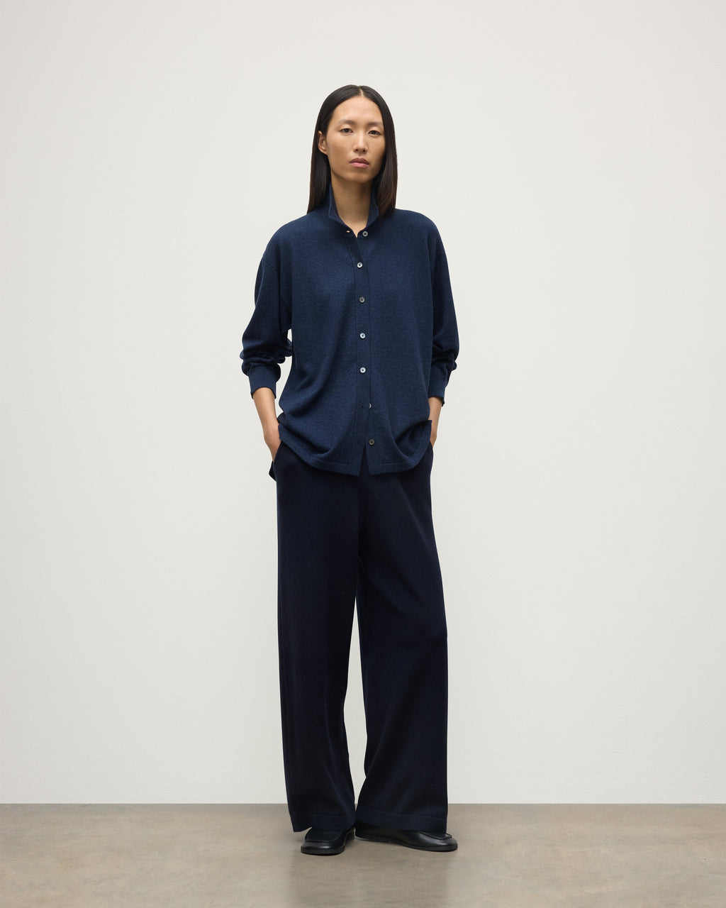 Munro Navy Cashmere Shirt
