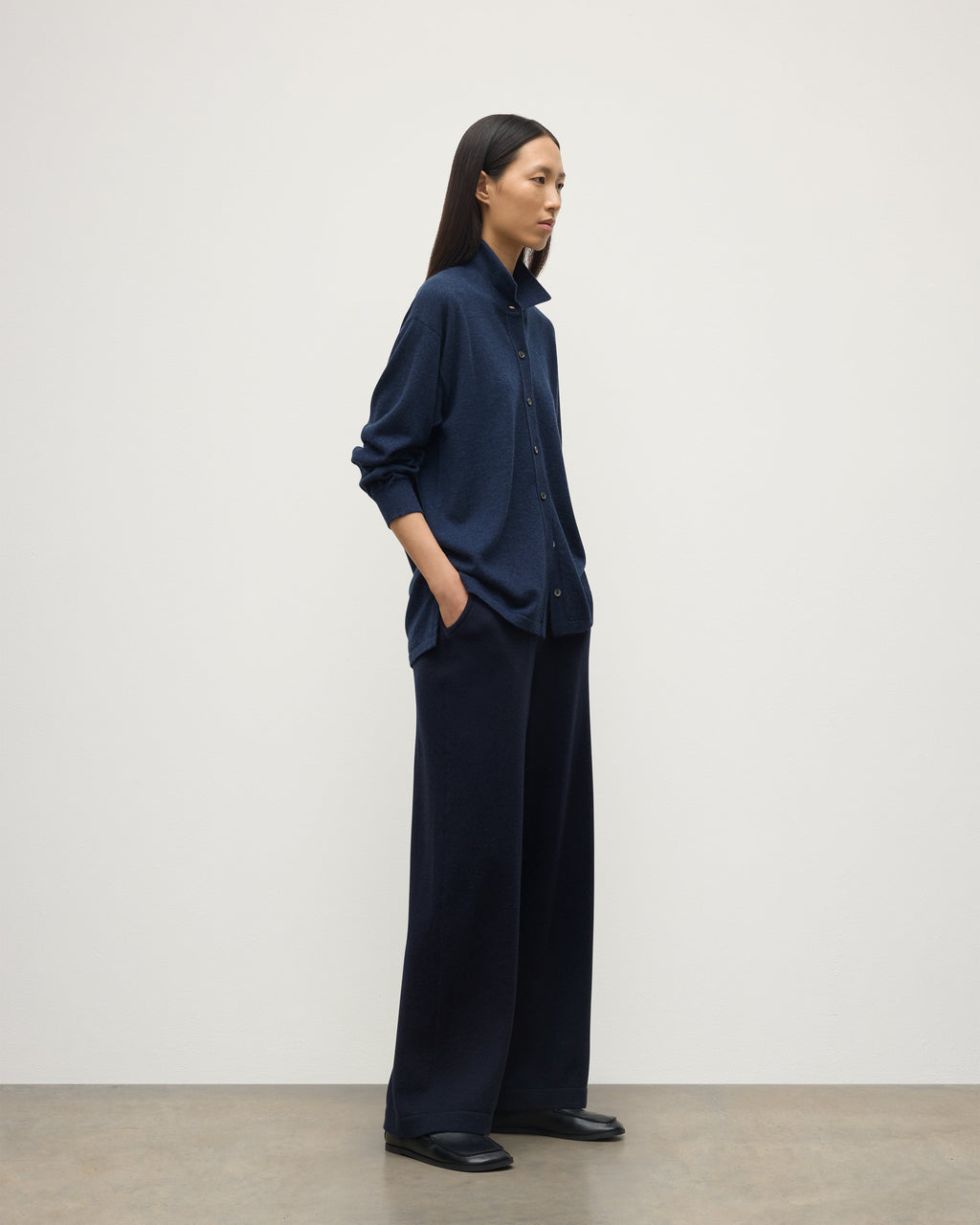 Munro Navy Cashmere Shirt