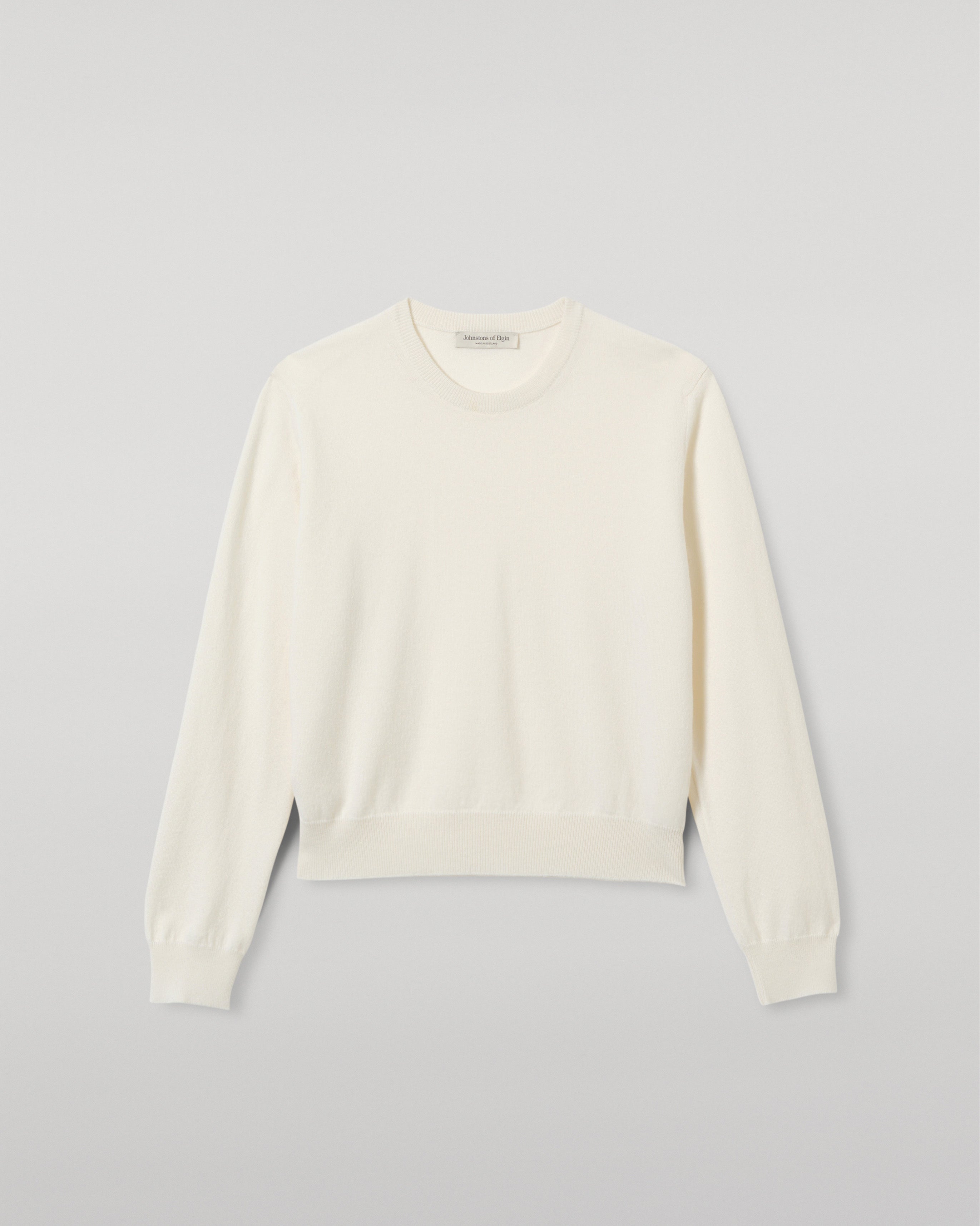 Lunan White Classic Cashmere Crew Jumper
