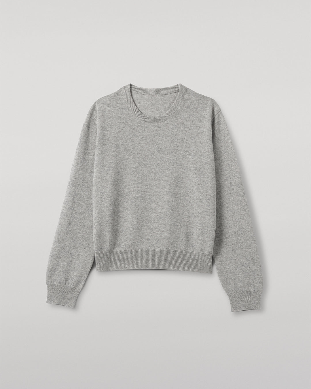 Lunan Pale Grey Classic Cashmere Crew Jumper