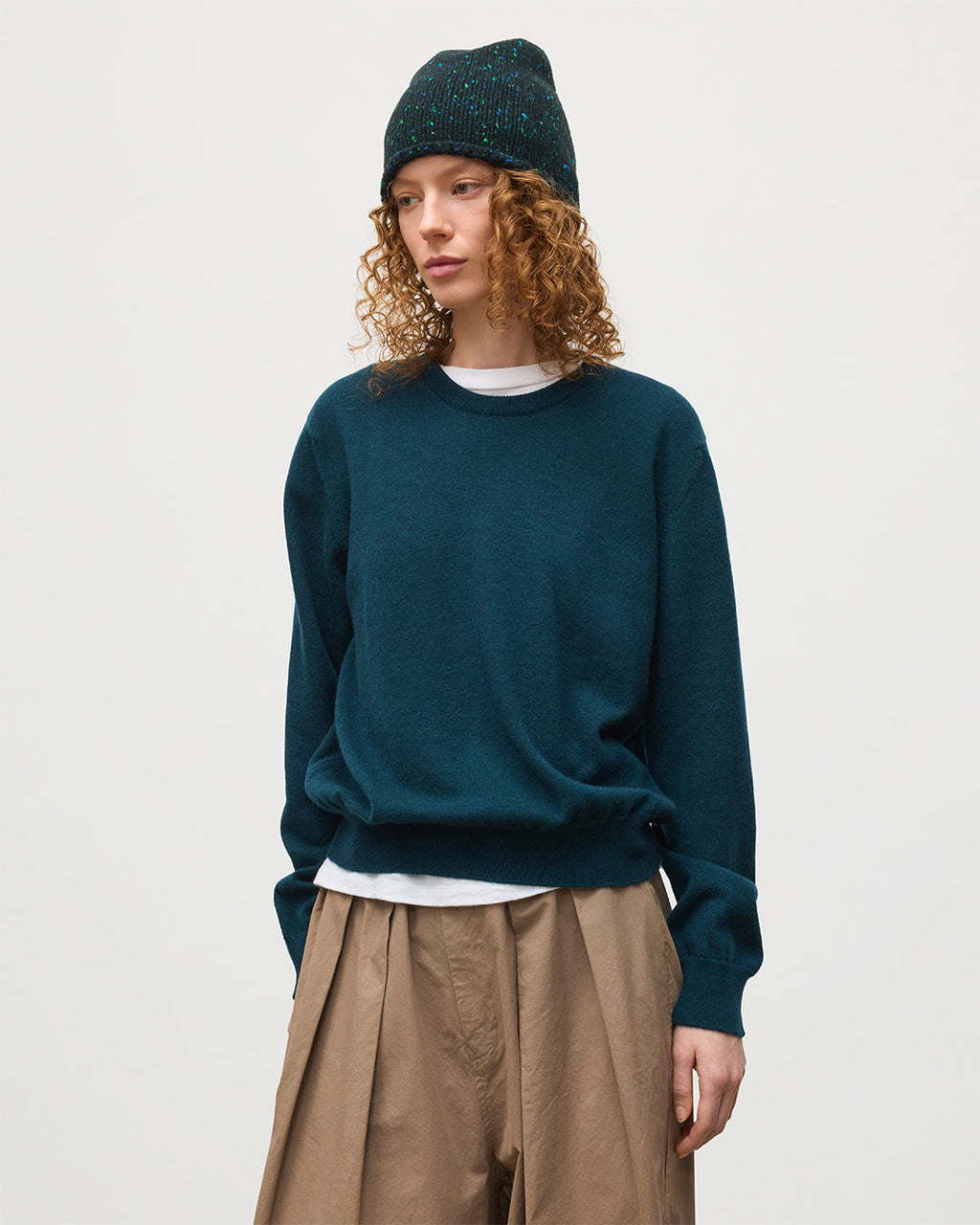 Lunan Bottle Green Classic Crew Jumper