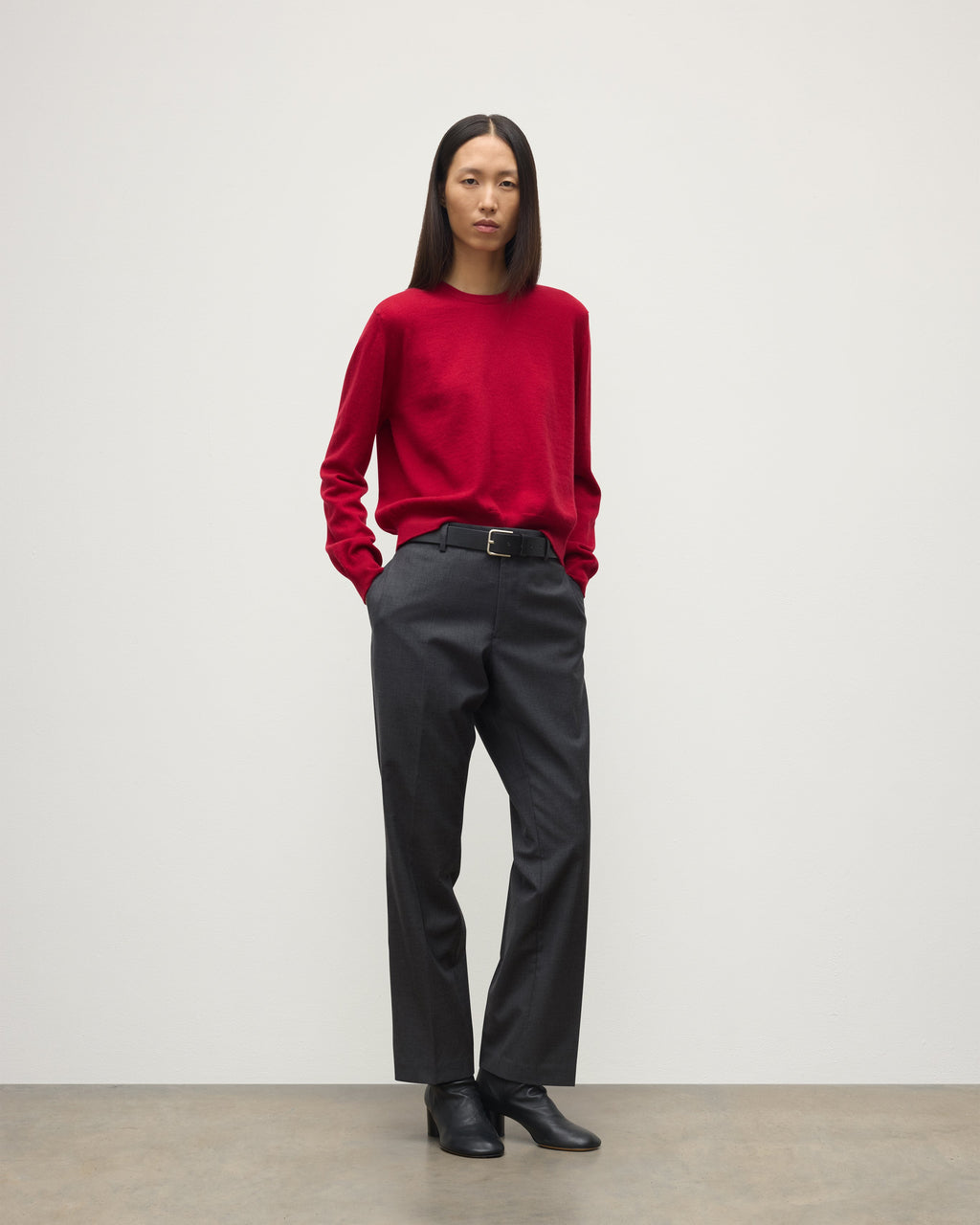 Lunan Classic Red Cashmere Crew Jumper