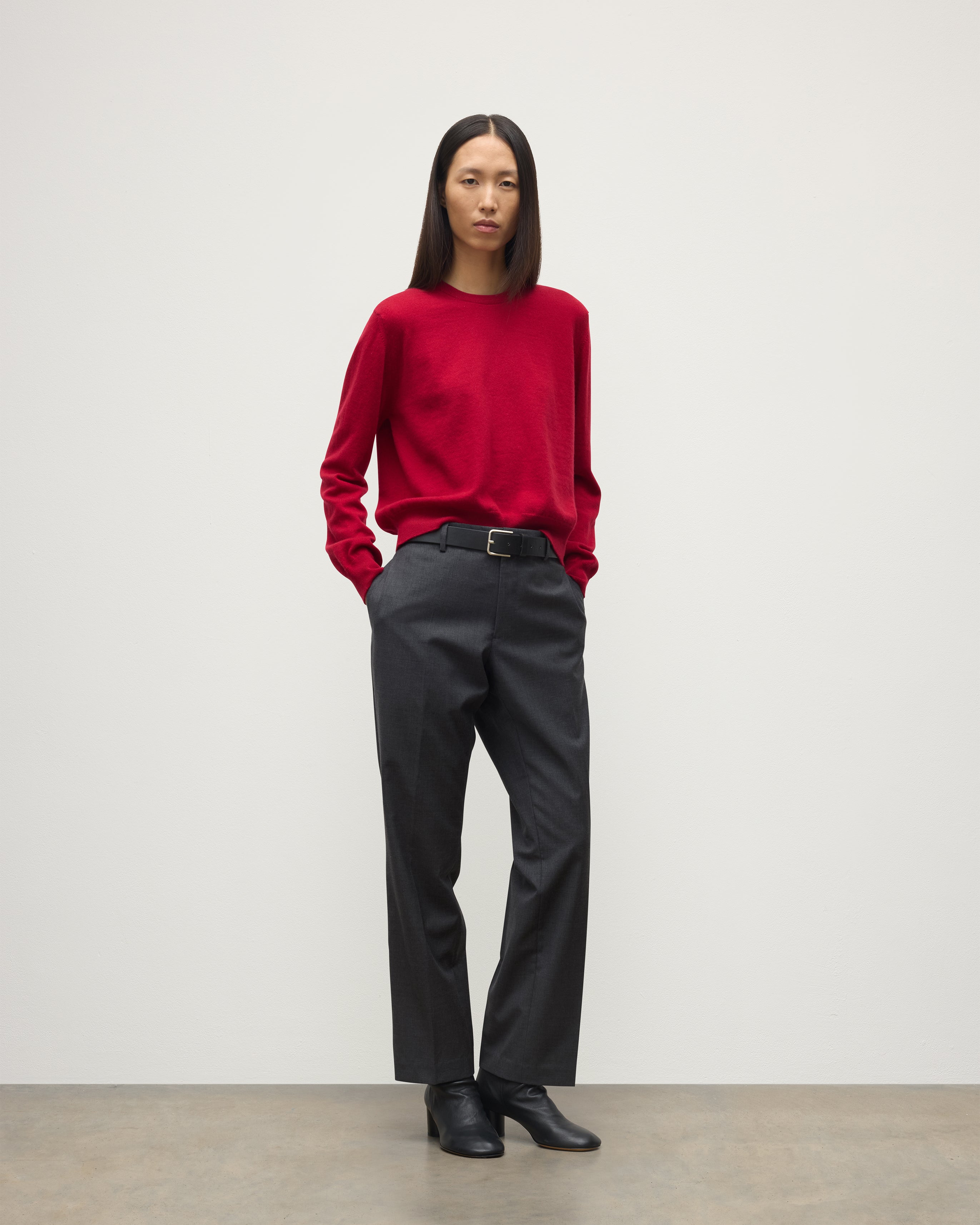 Lunan Classic Red Cashmere Crew Jumper