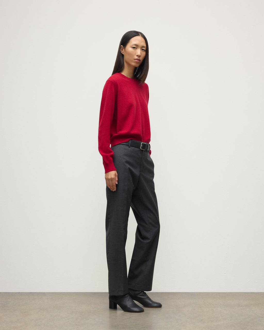 Lunan Classic Red Cashmere Crew Jumper