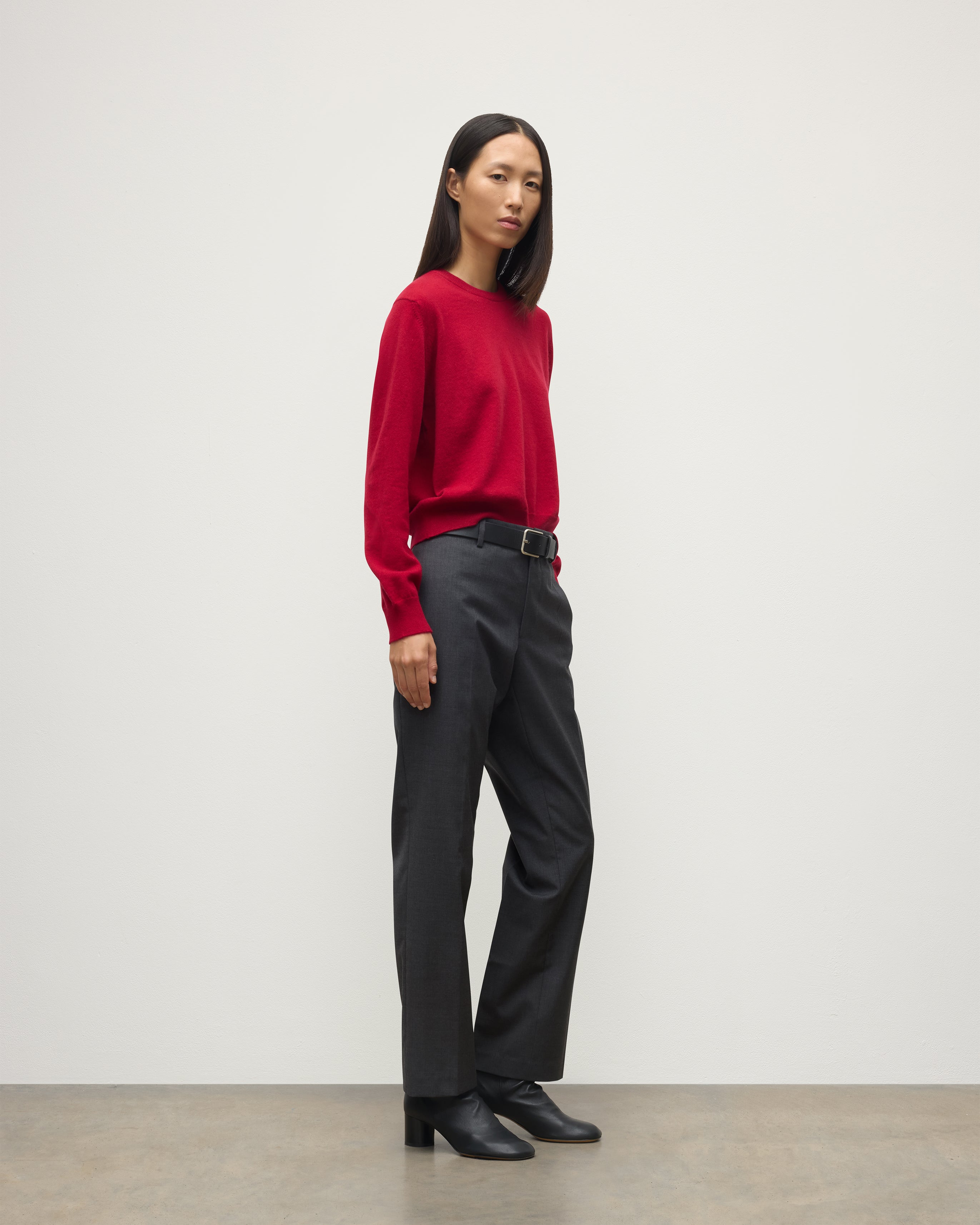 Lunan Classic Red Cashmere Crew Jumper