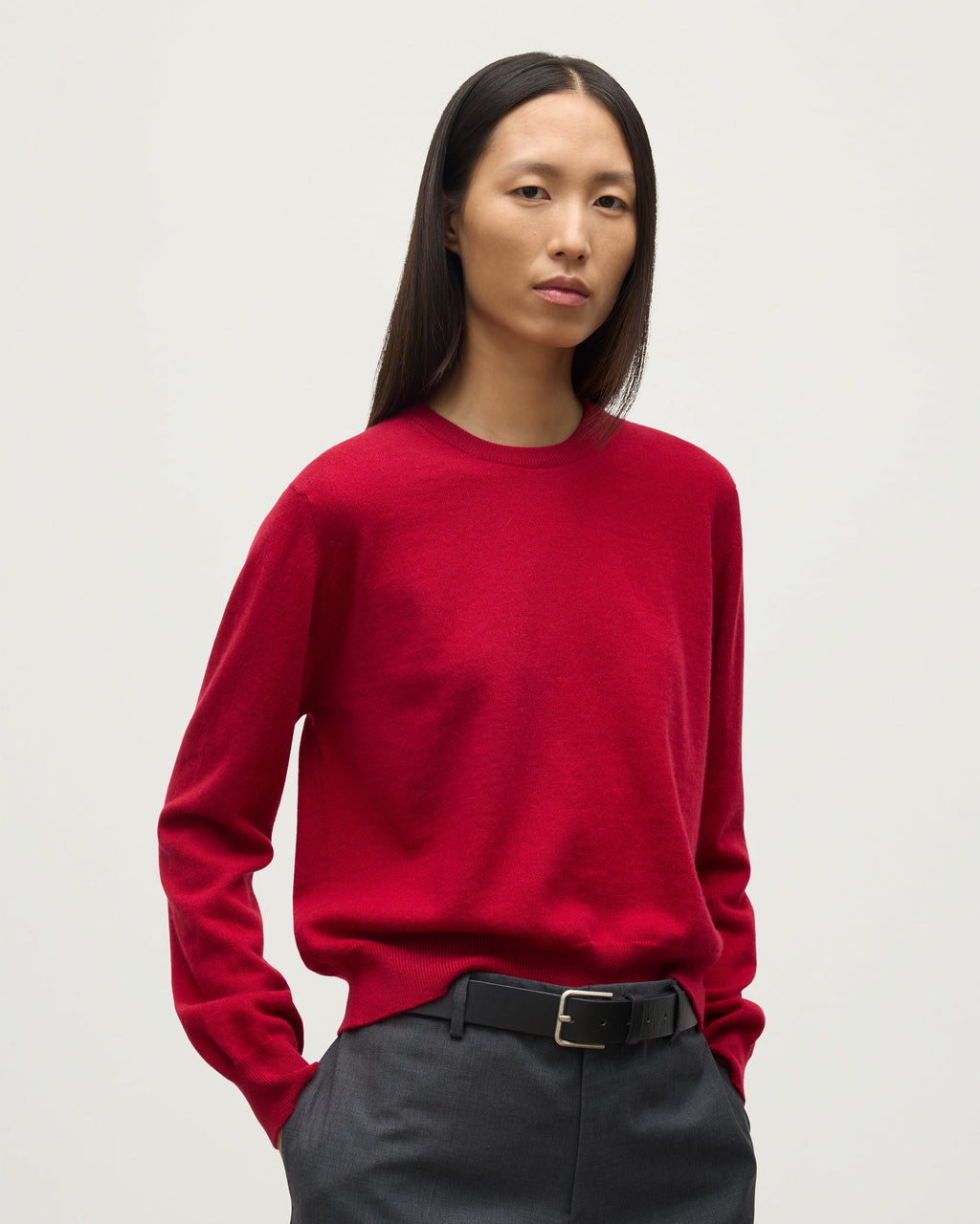 Lunan Classic Red Cashmere Crew Jumper