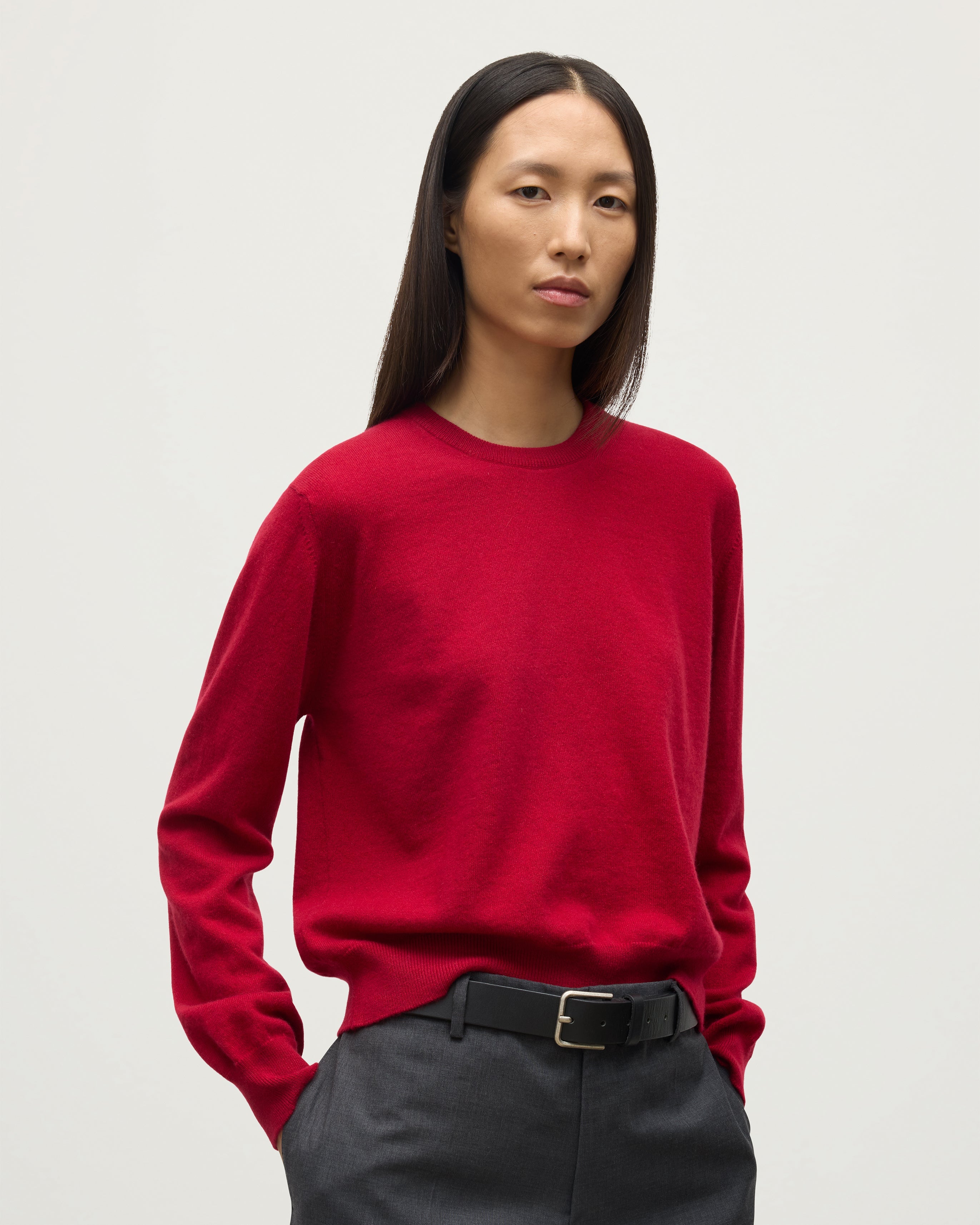 Lunan Classic Red Cashmere Crew Jumper
