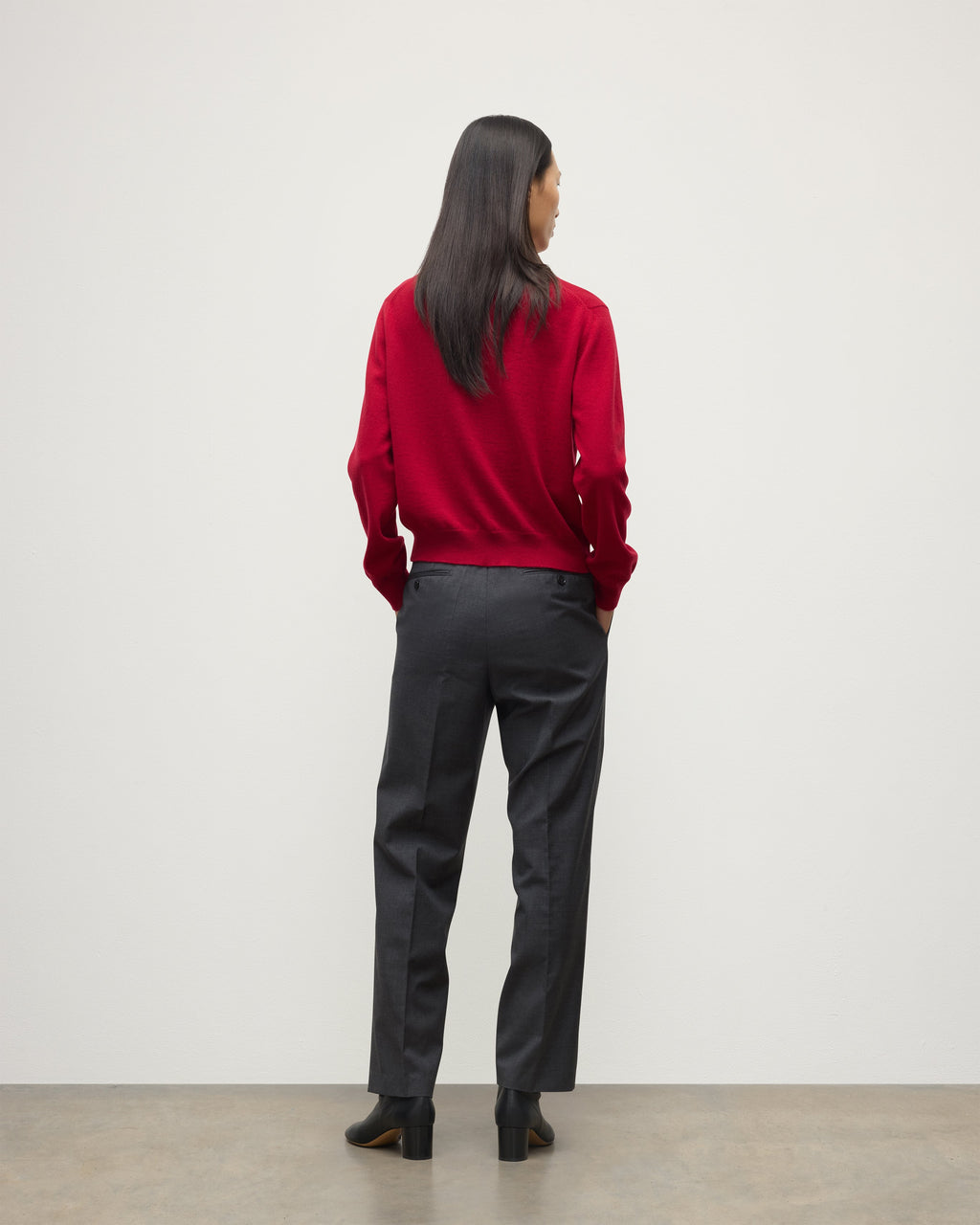Lunan Classic Red Cashmere Crew Jumper