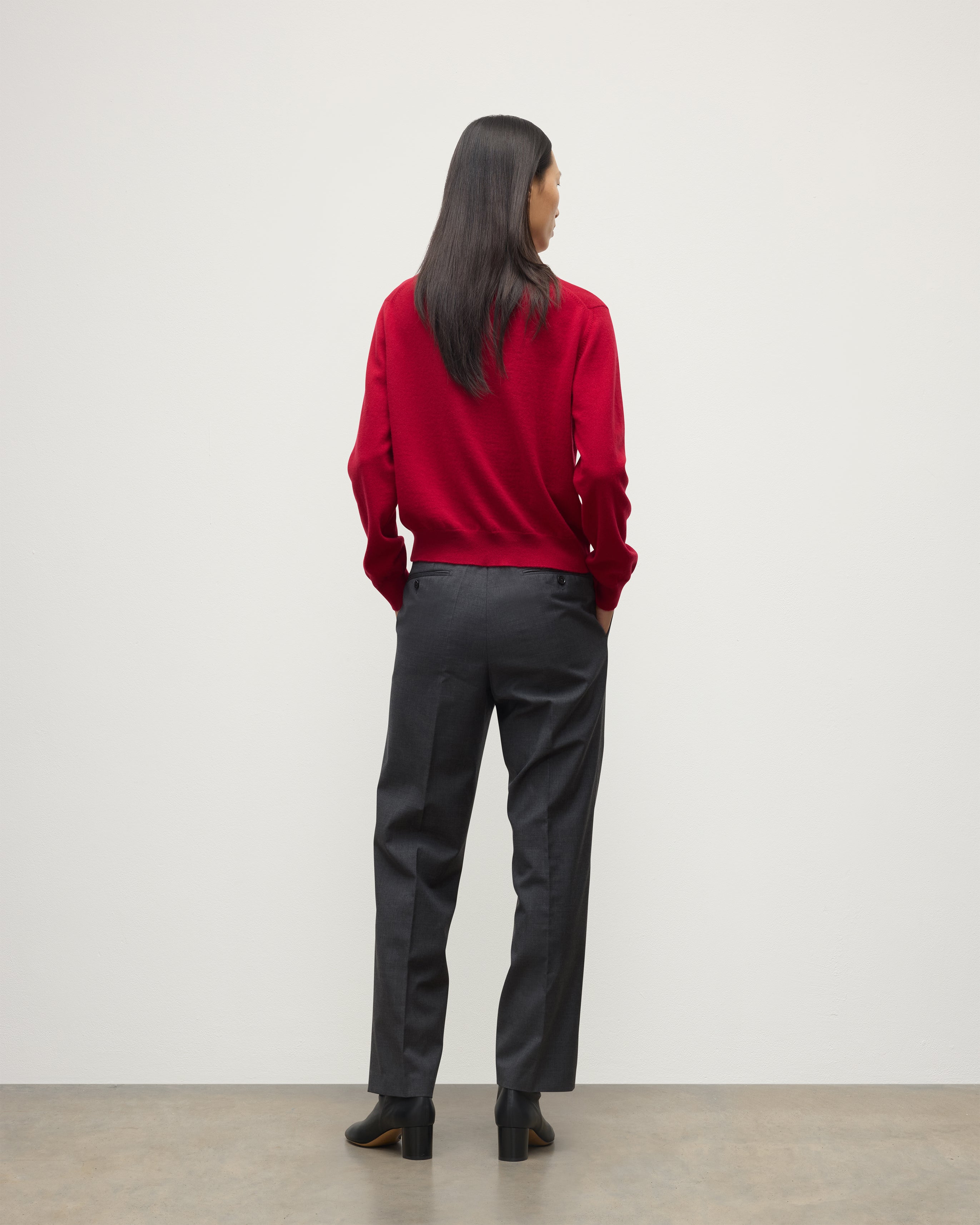 Lunan Classic Red Cashmere Crew Jumper