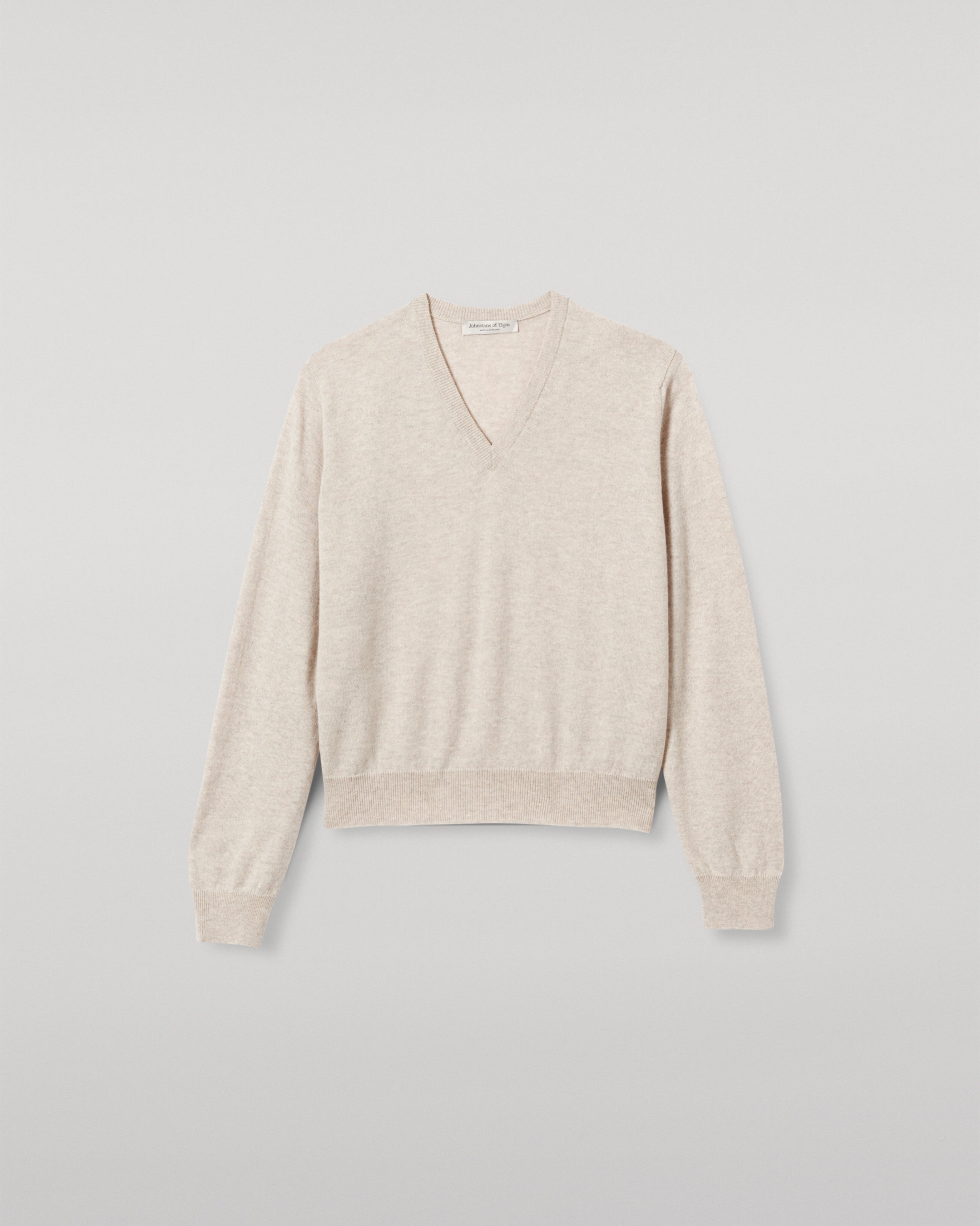 Lunan Natural Classic Cashmere V Neck Jumper