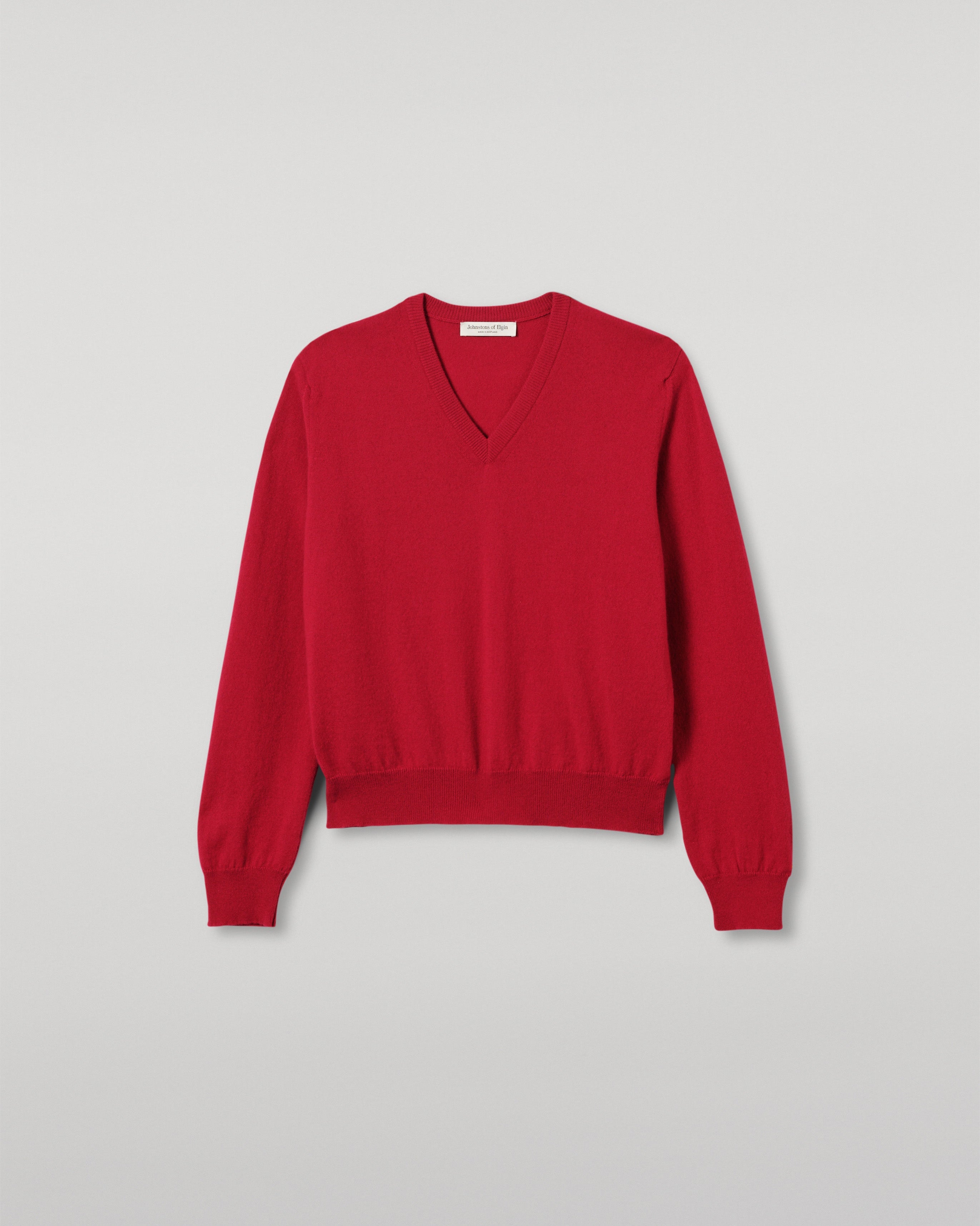 Lunan Red Classic Cashmere V Neck Jumper