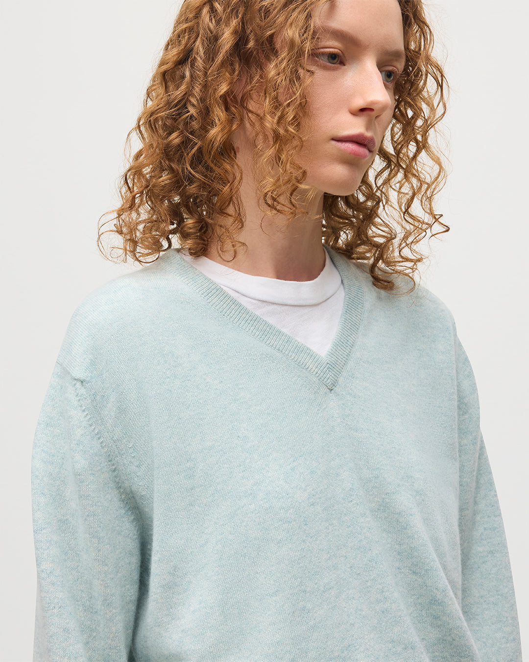 Lunan Light Green Classic V Neck Jumper