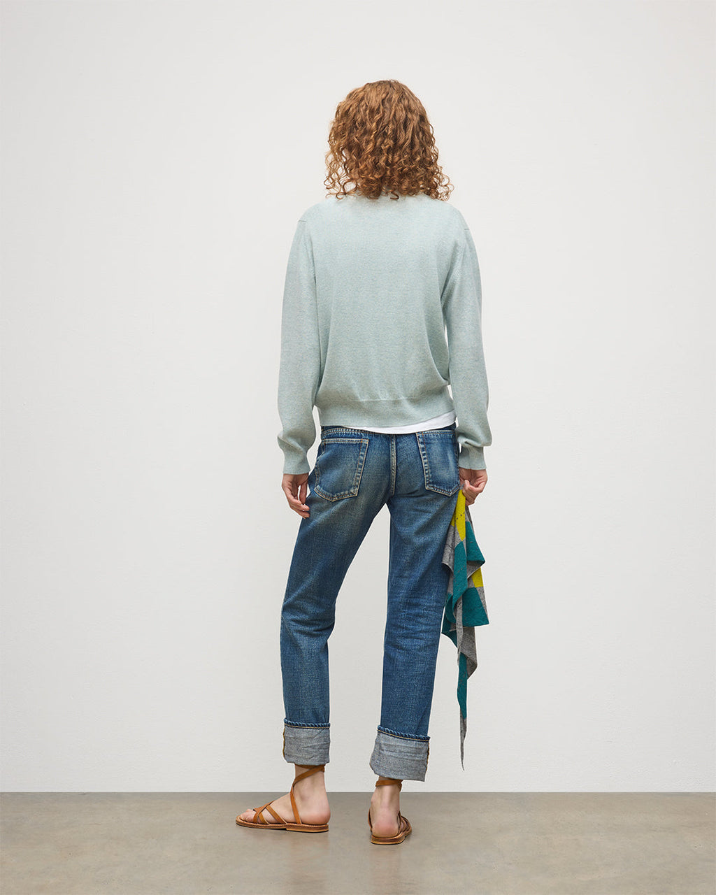 Lunan Light Green Classic V Neck Jumper
