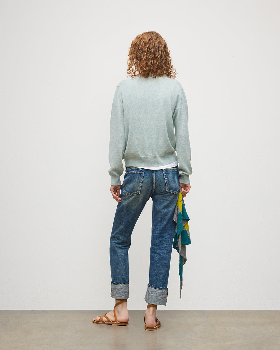 Lunan Light Green Classic V Neck Jumper
