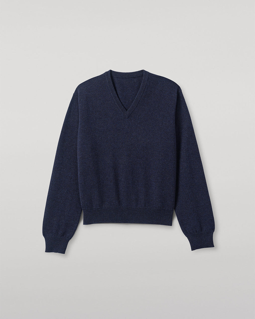 Lunan Navy Classic Cashmere V Neck Jumper