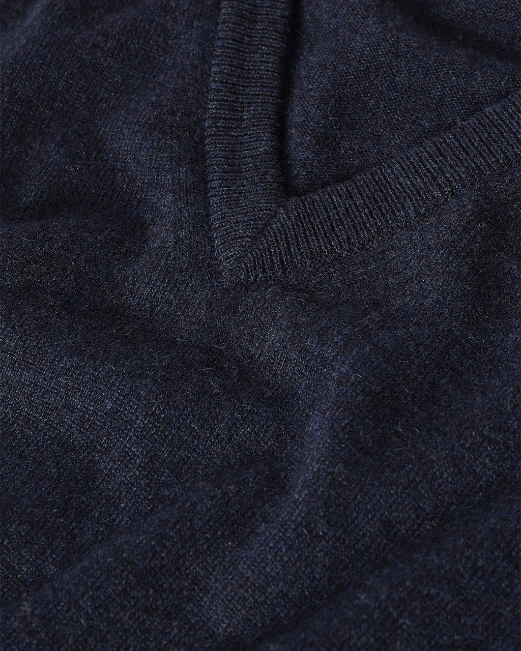 Lunan Navy Classic Cashmere V Neck Jumper
